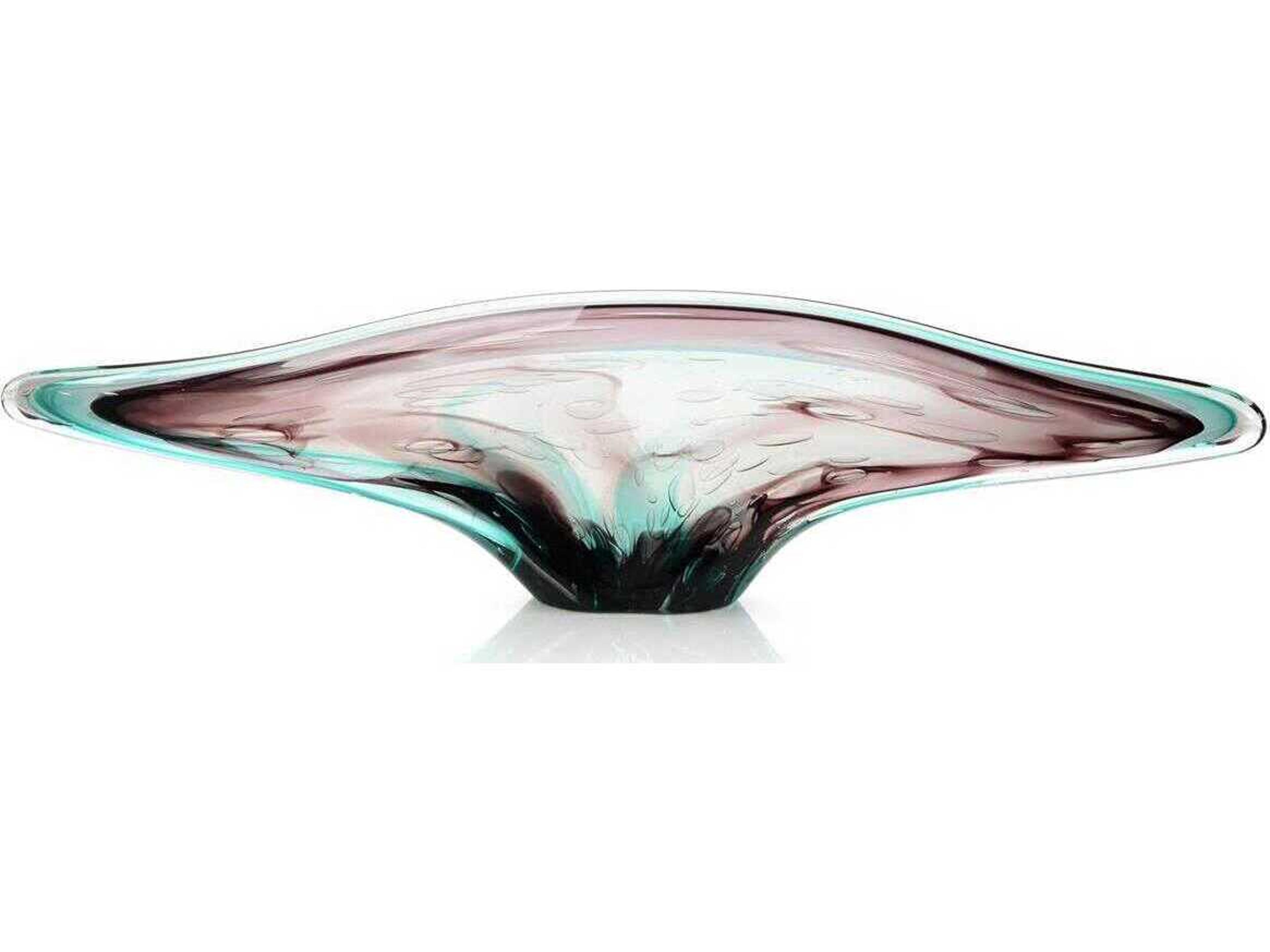 Eggplant Purple and Turquoise Handblown Glass-I Sculpture