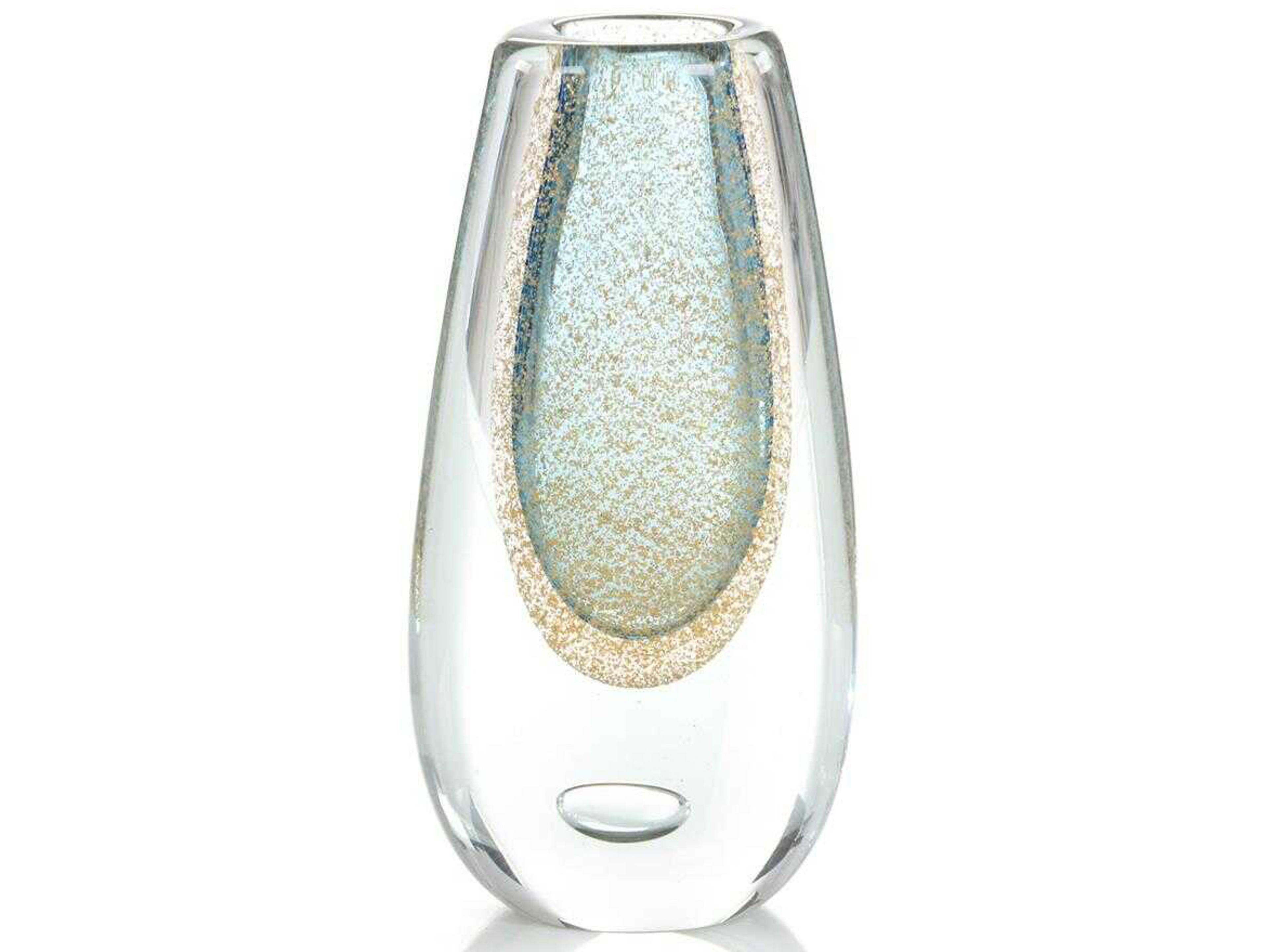 John Richard Gold Flecked Blue Handblown Glass Vase