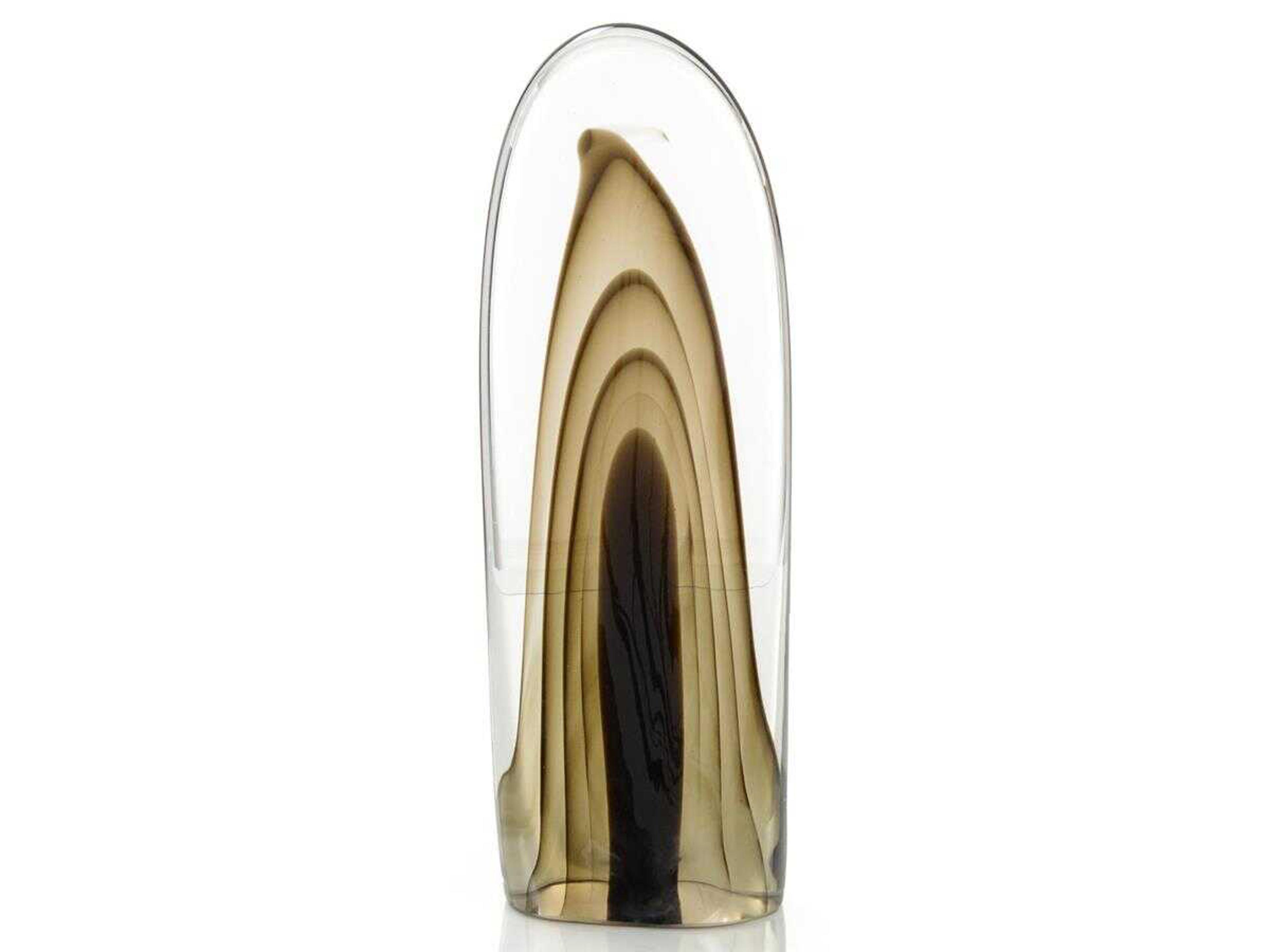 Rippled Brown Handblown Glass Sculpture