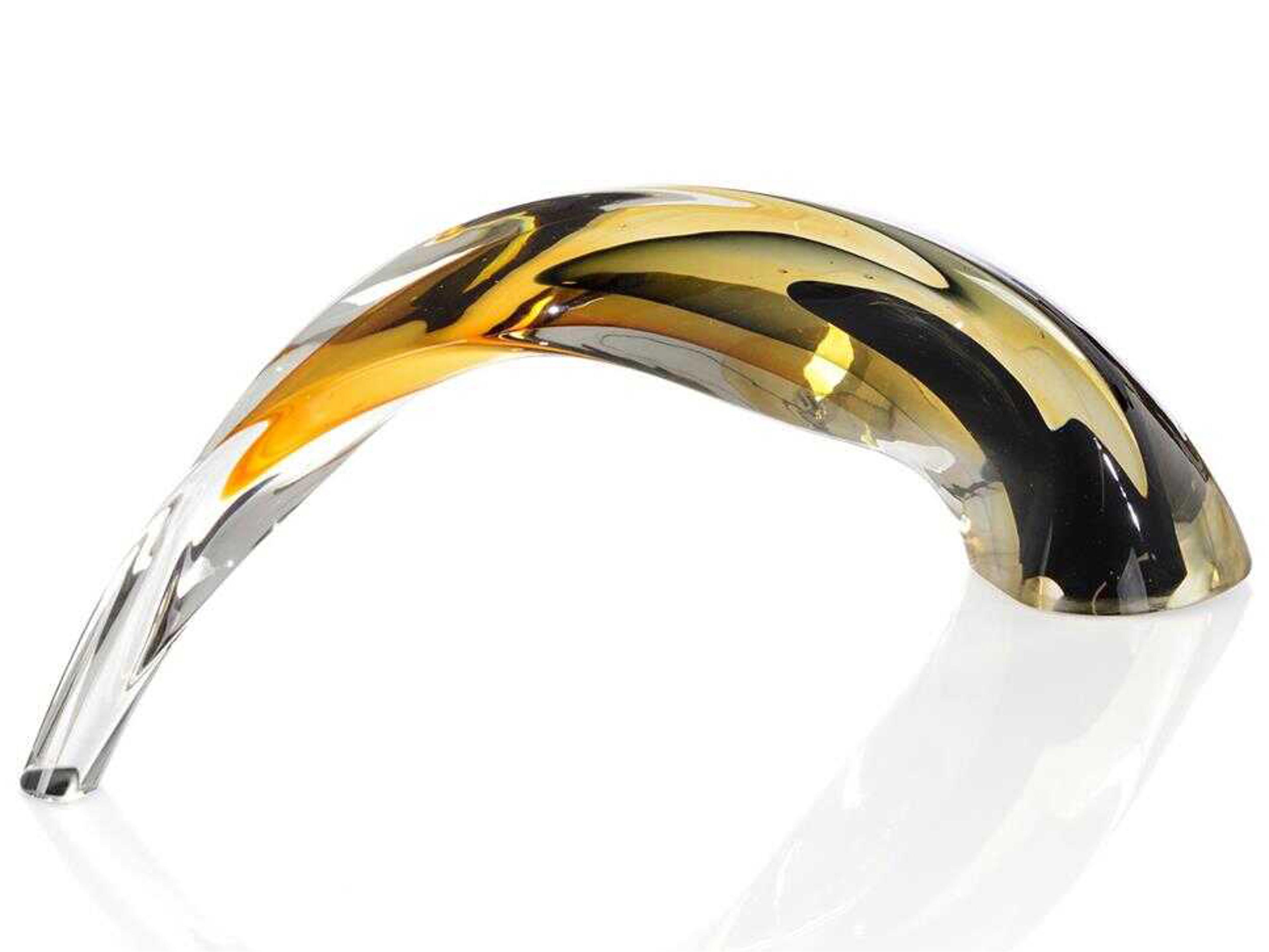 John Richard Handblown Black Amber Arch Sculpture
