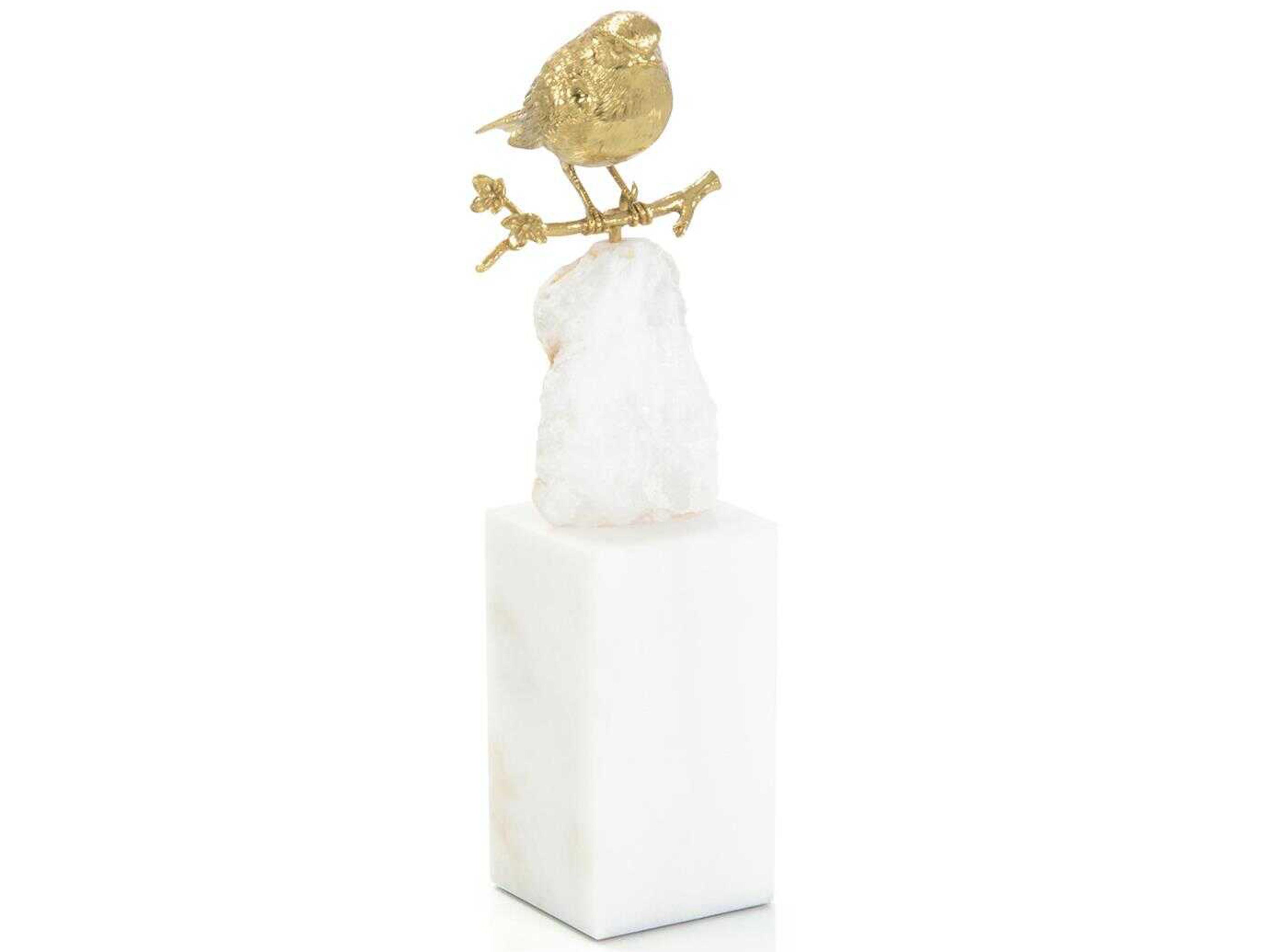 John Richard Brass Bird and Quartz Sculpture