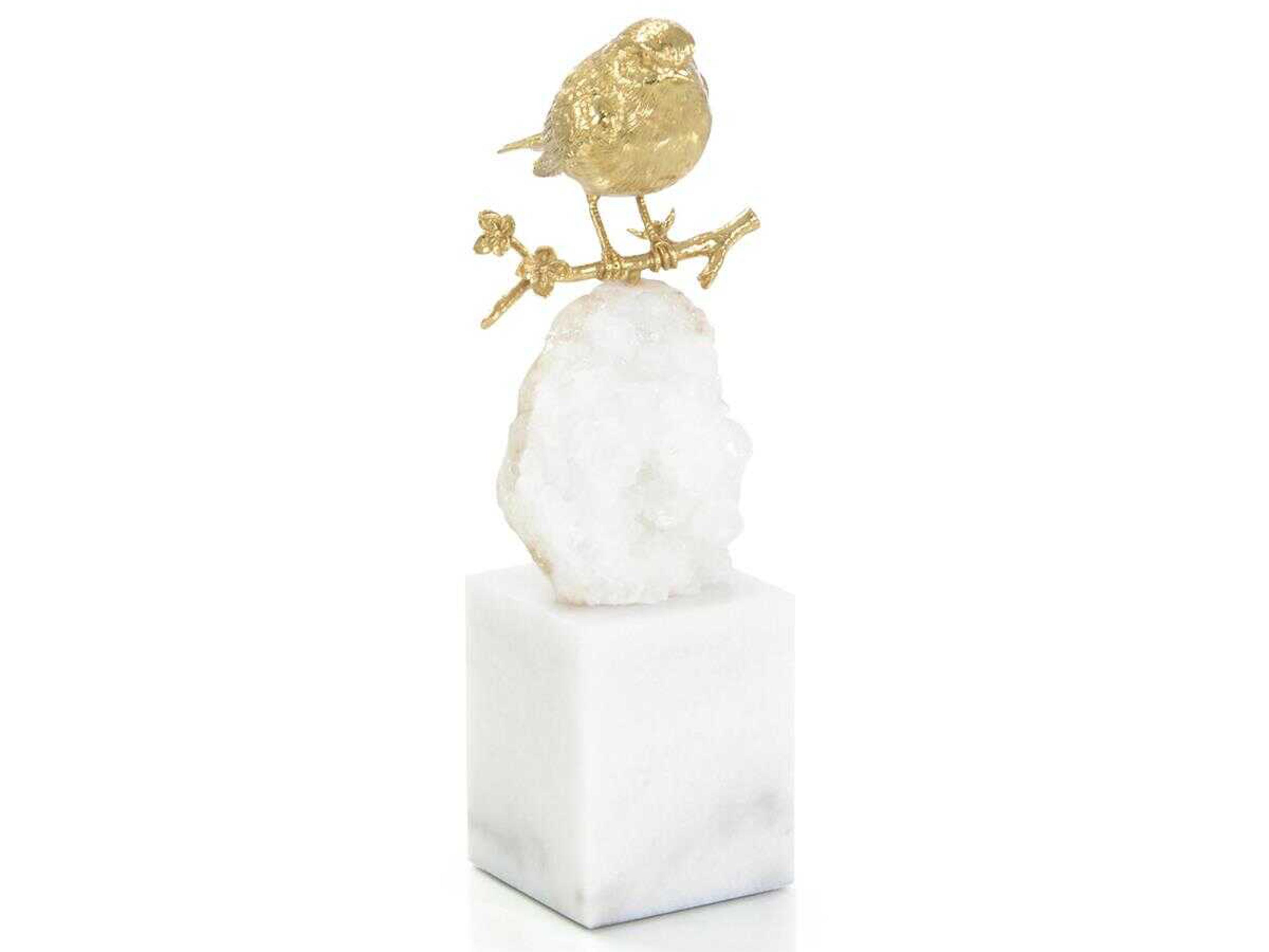 John Richard Brass Bird and Quartz Sculpture