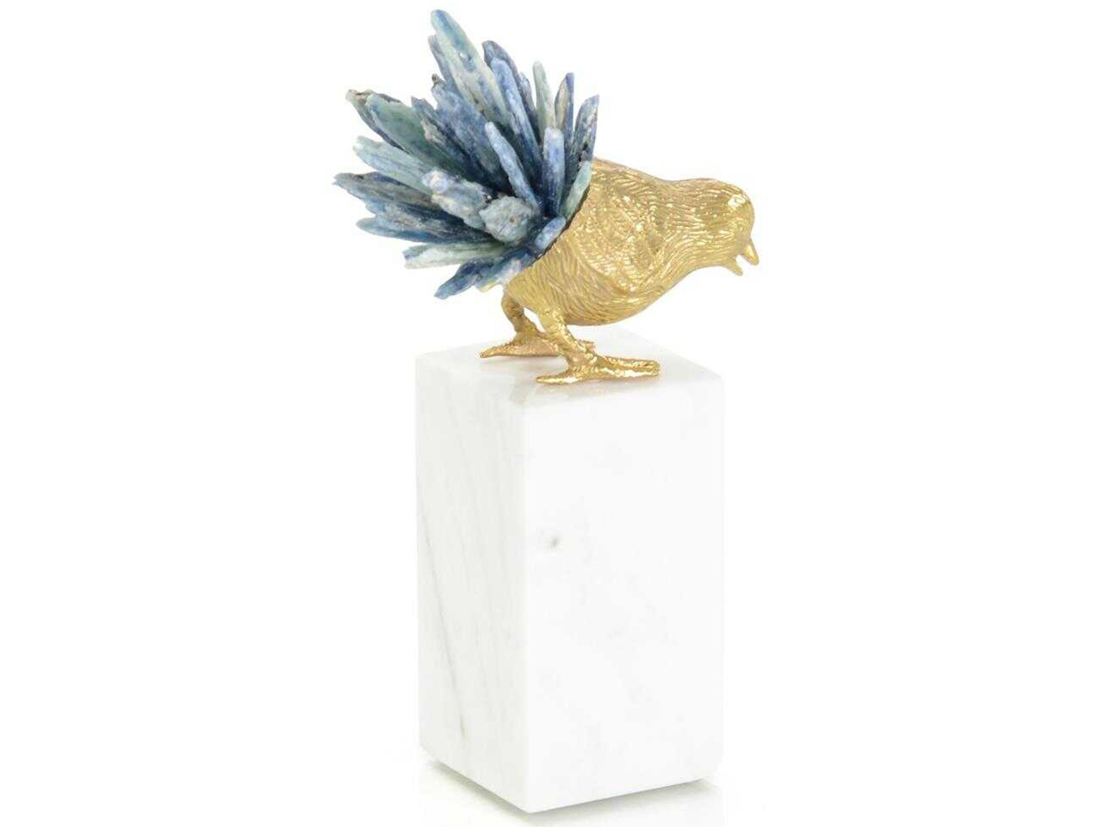 Brass Bird and Cyanite Sculpture