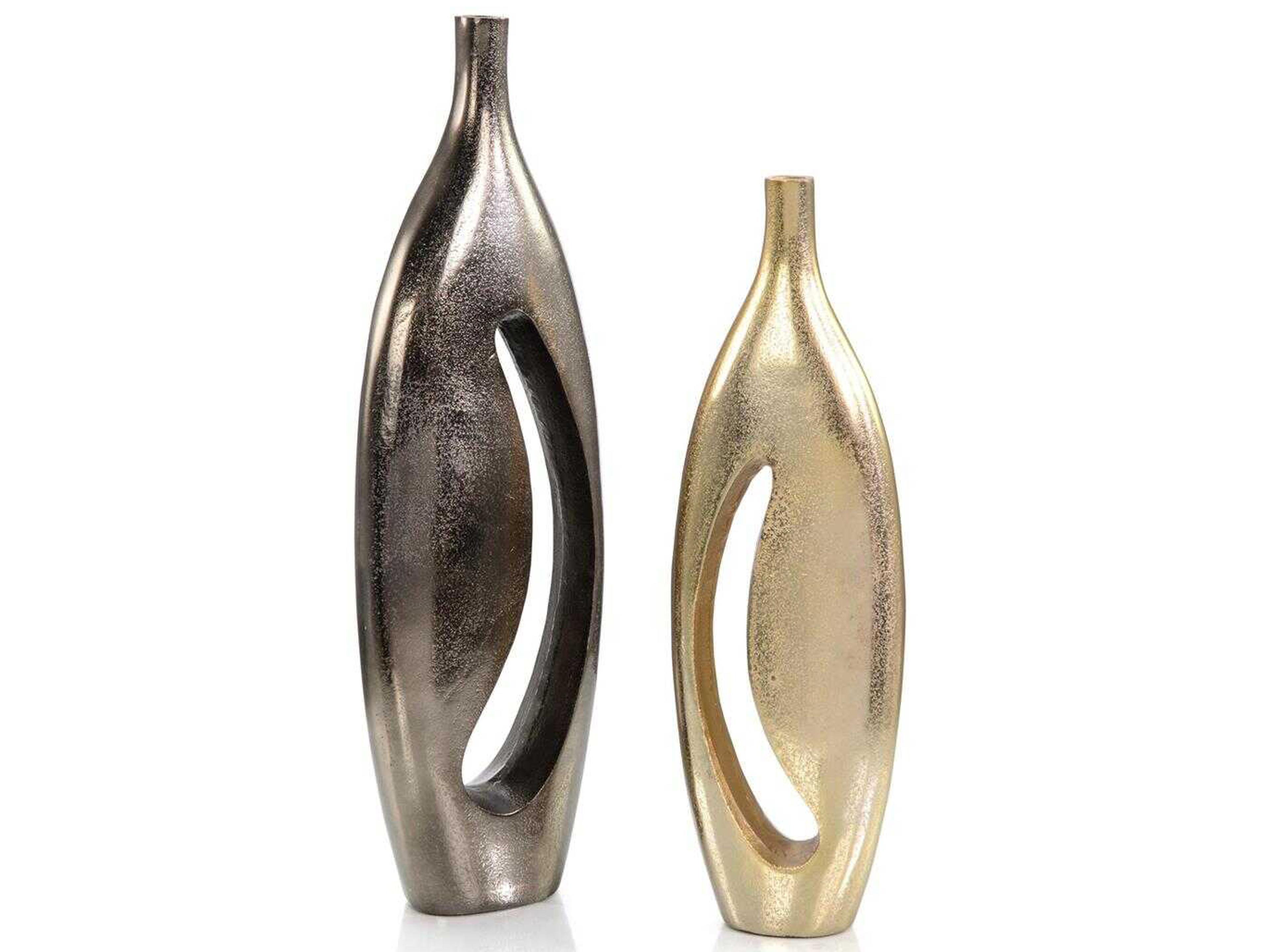 John Richard Gold / Charcoal Abertura Tall Jug Vase Set of 2