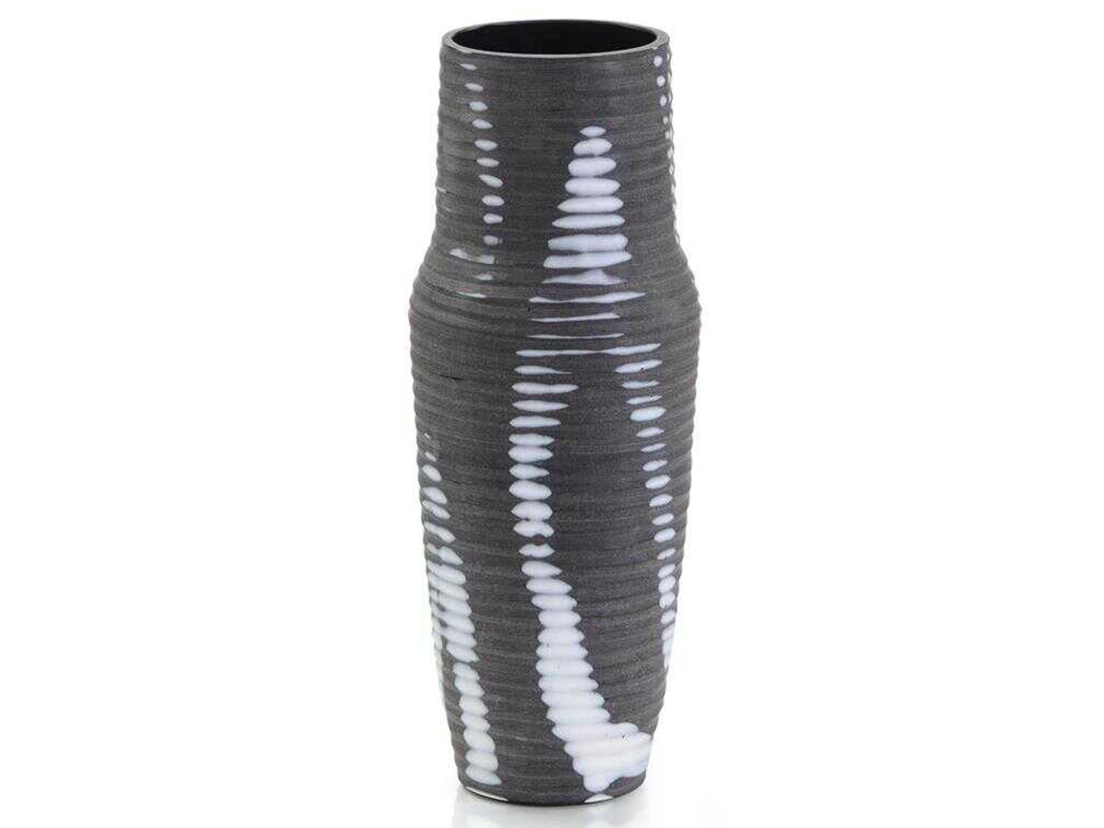 Black White Canelado Vase
