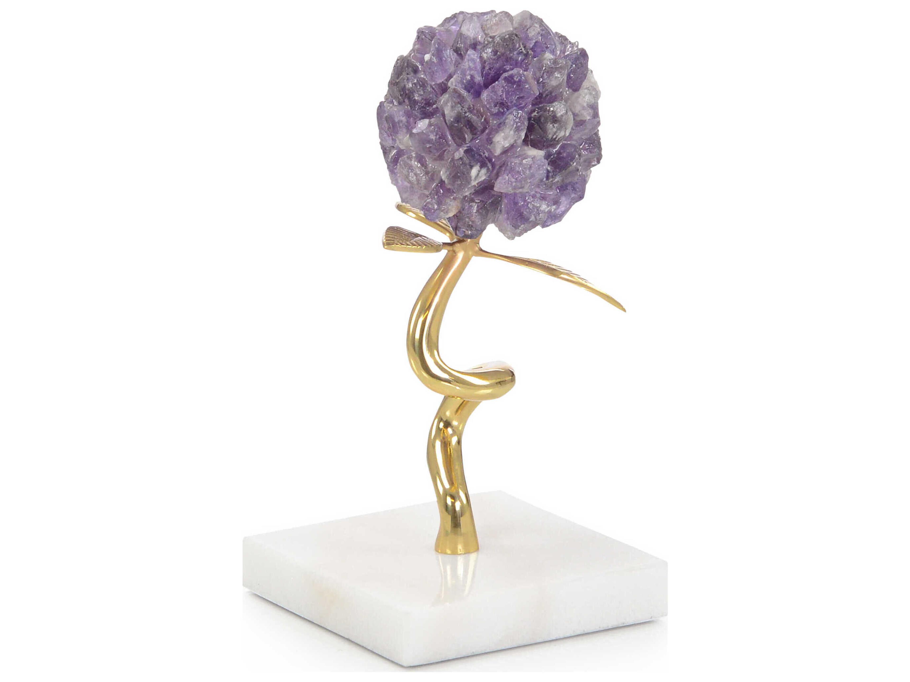 John Richard Polished Brass Amethyst Flora Sculpture