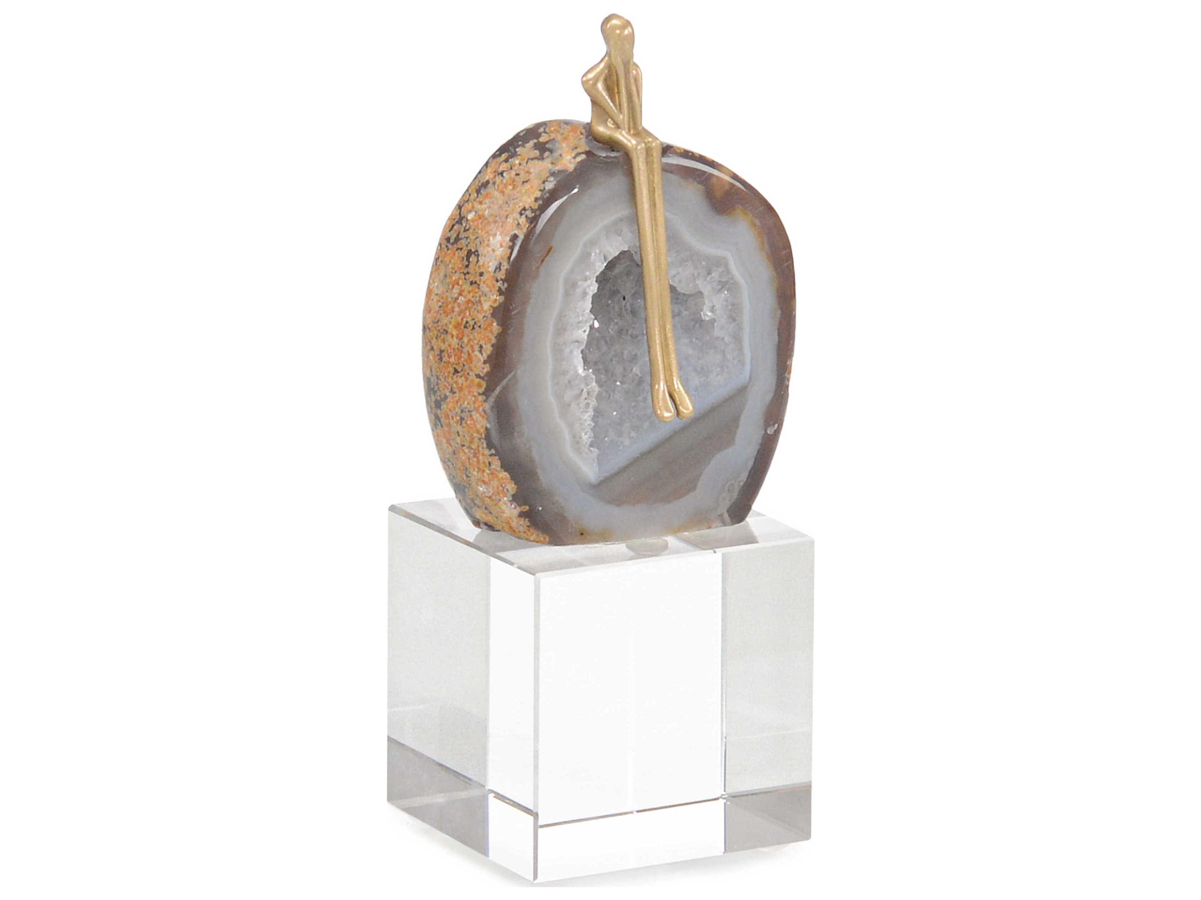 John Richard Brass Agate Philosopher Sculpture