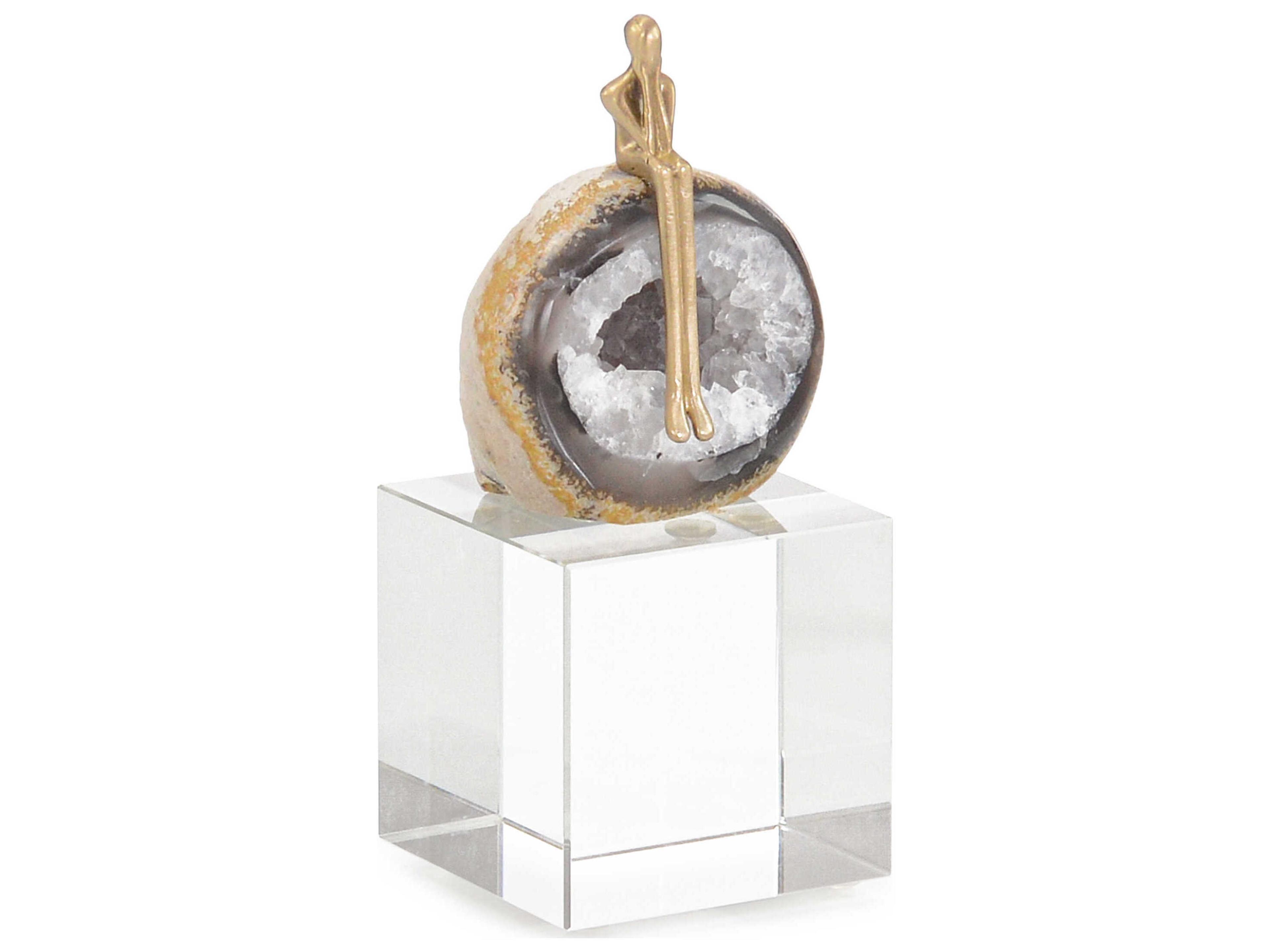 John Richard Brass Agate Philosopher Sculpture