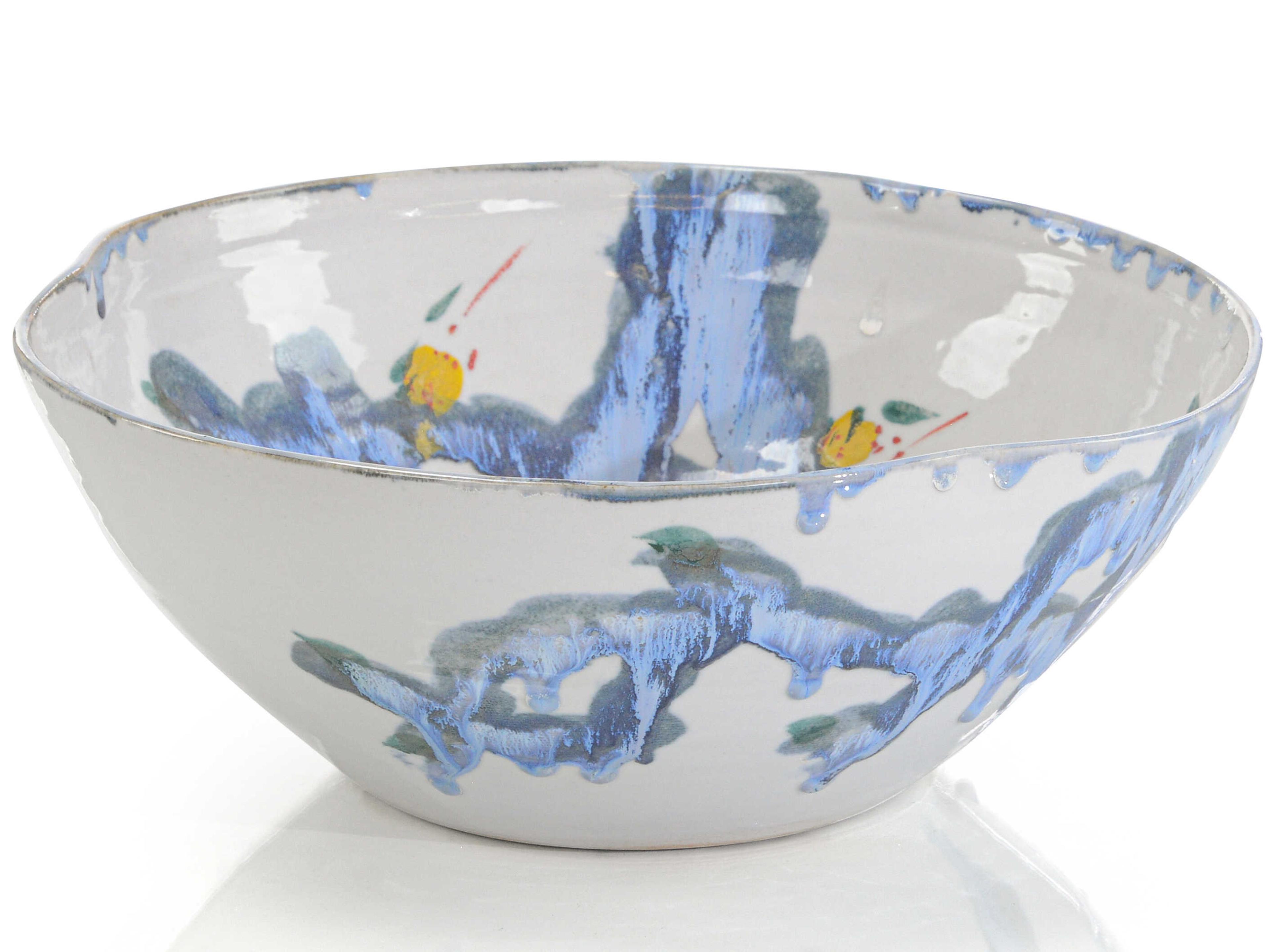 Azure Inkspill Decorative Bowl