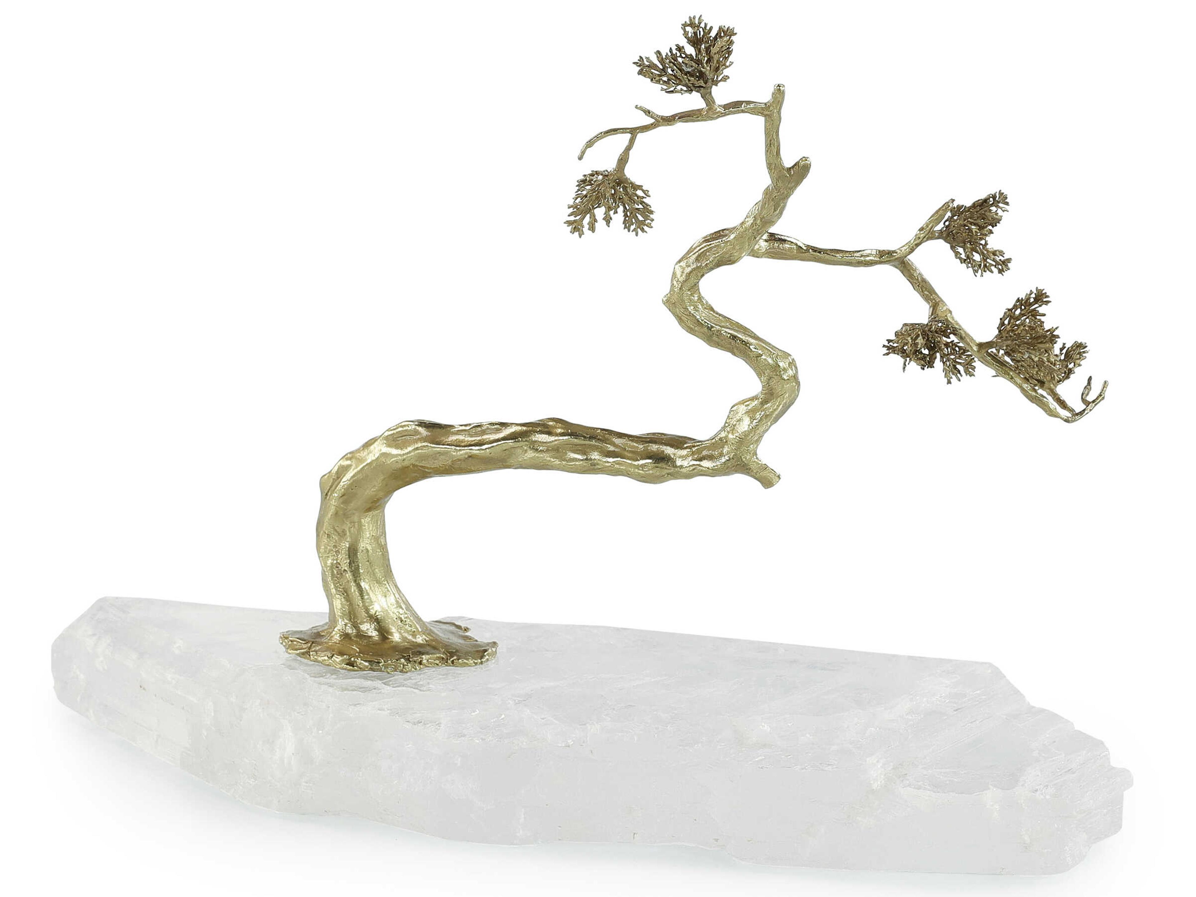 John Richard Winding Brass Tree on Selenite Sculpture