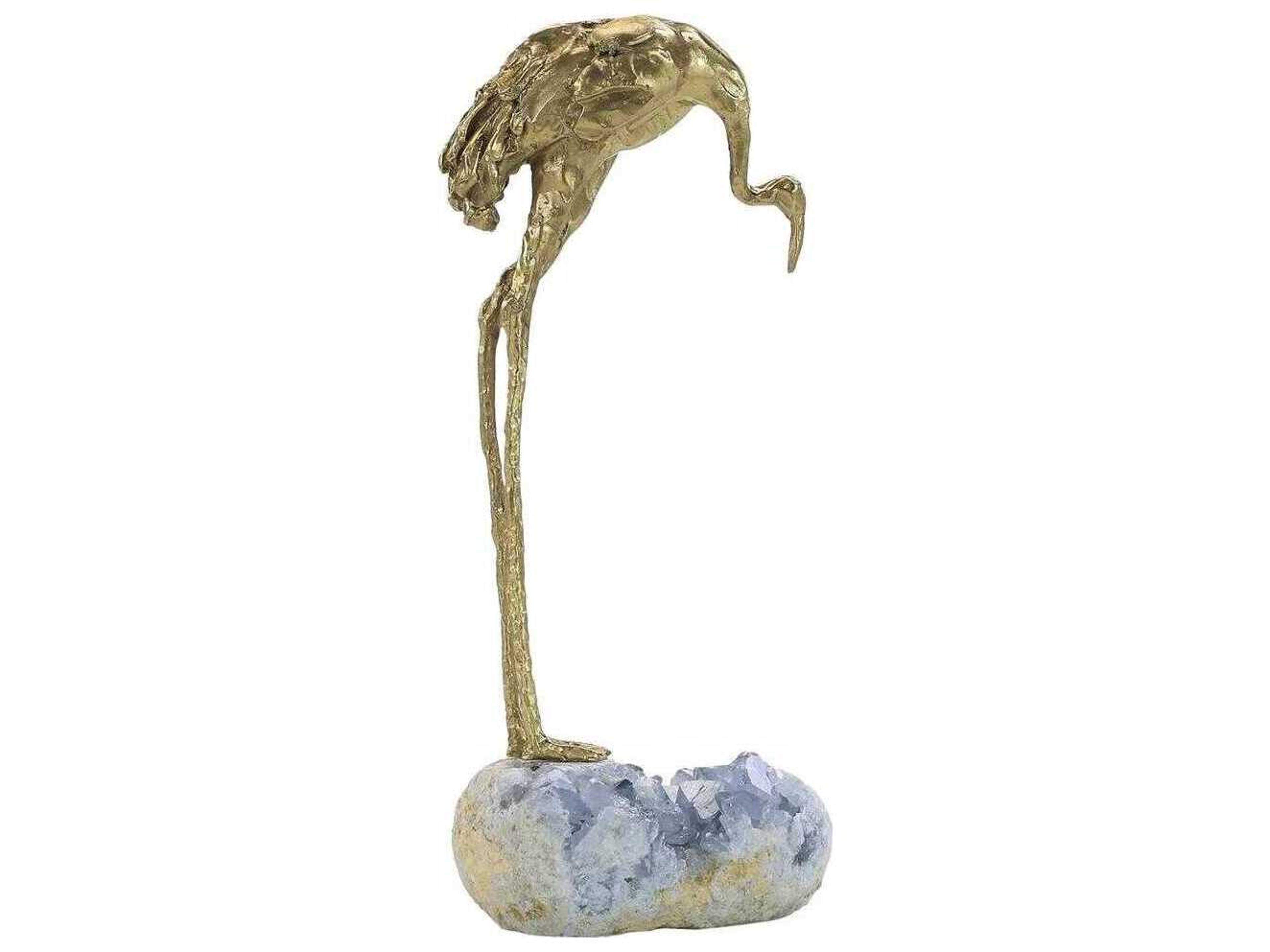 Brass Crane on Kyanite-II Sculpture