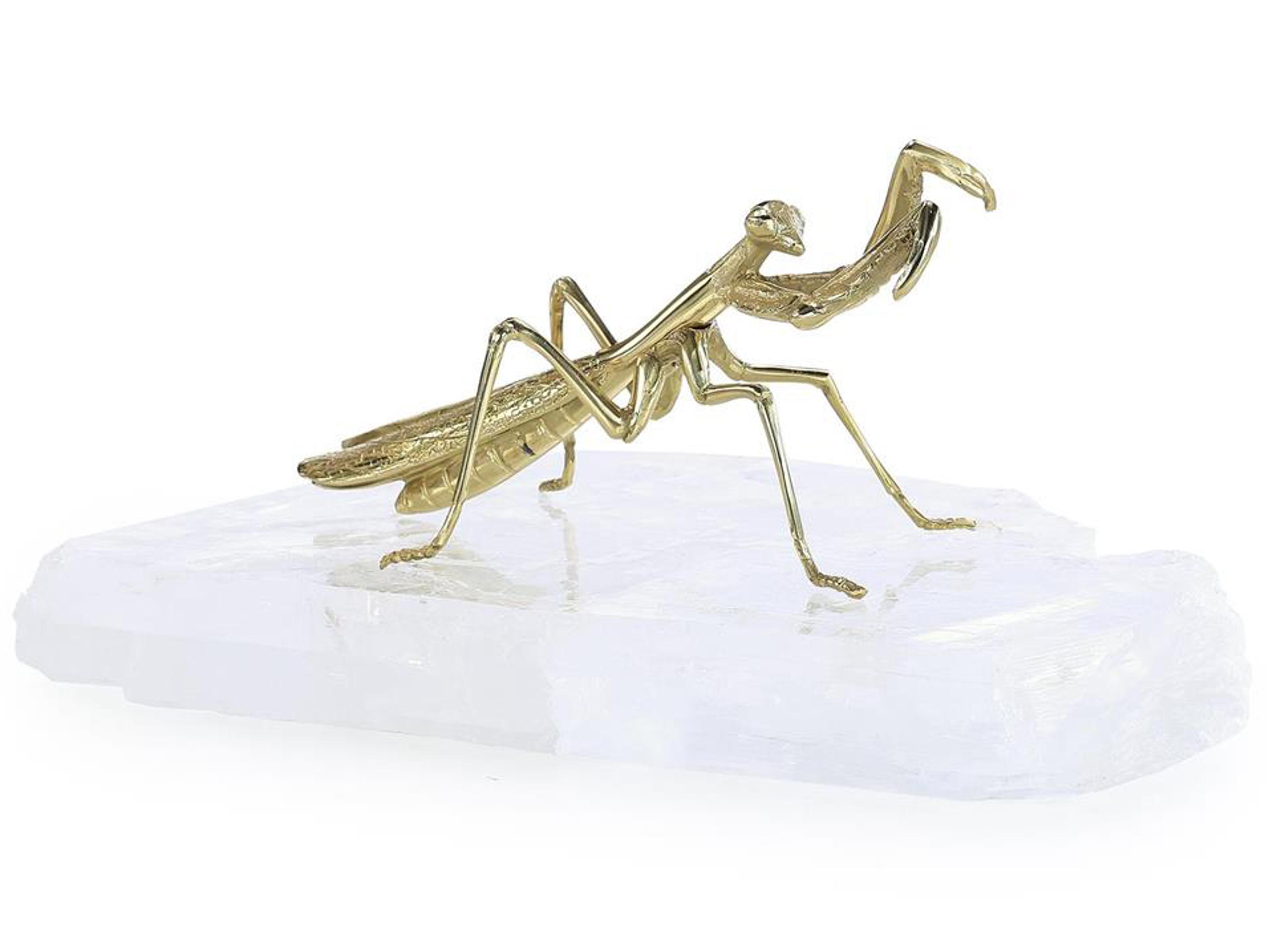 Brass Mantis on Selenite Sculpture
