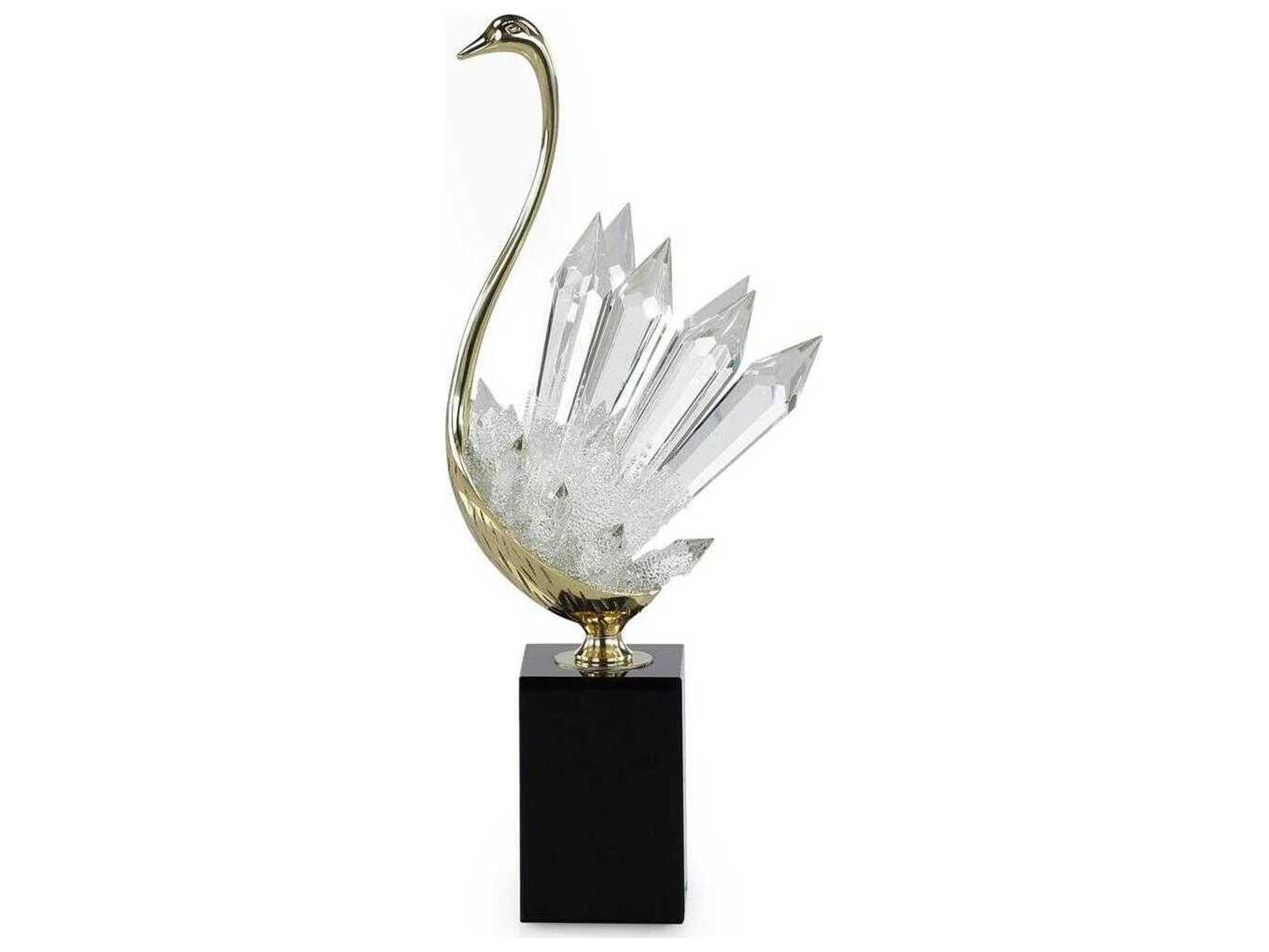 John Richard Crystalline Bird on Black Base Sculpture