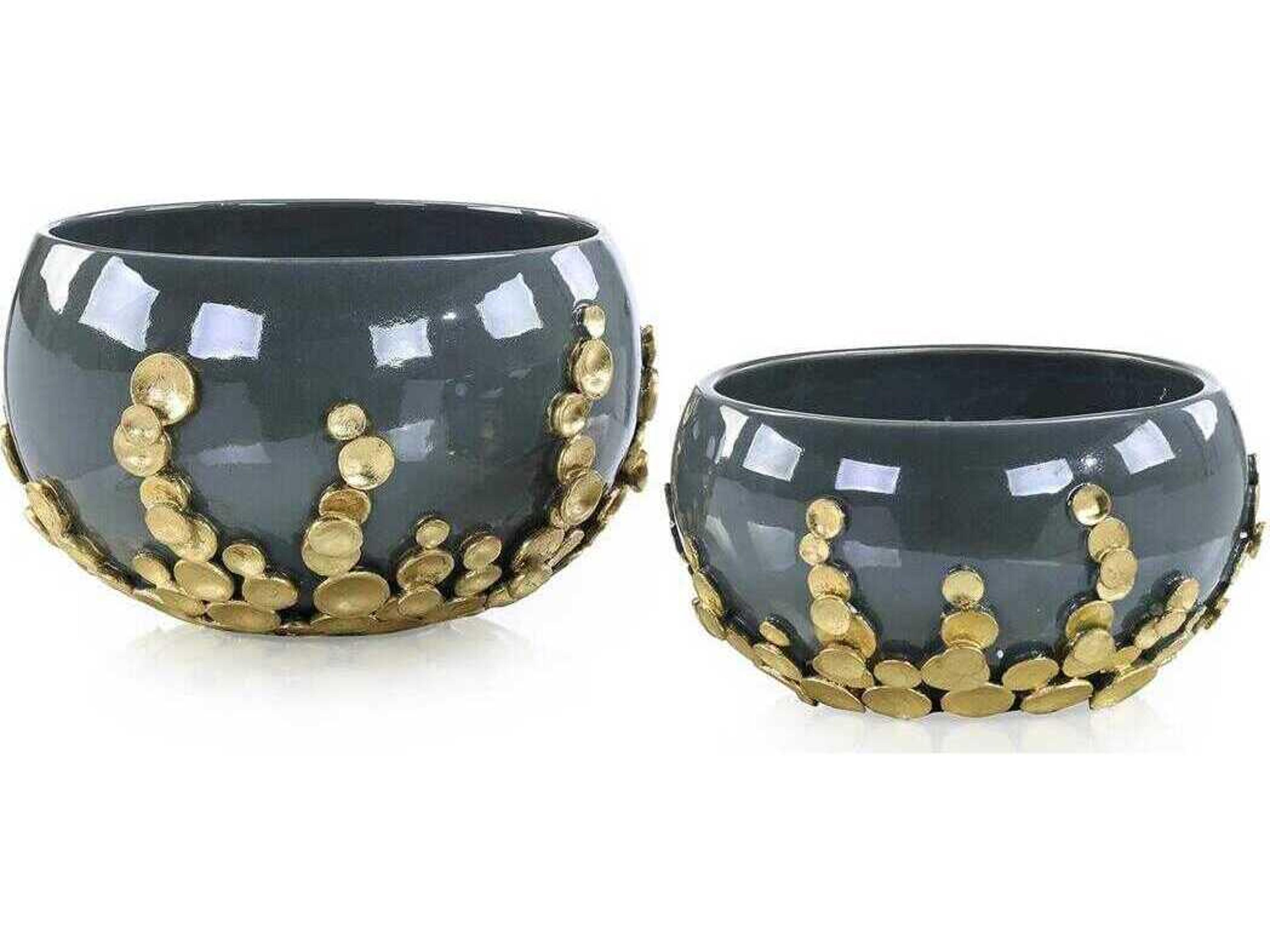 Golden Discs Decorative Bowl Set of 2