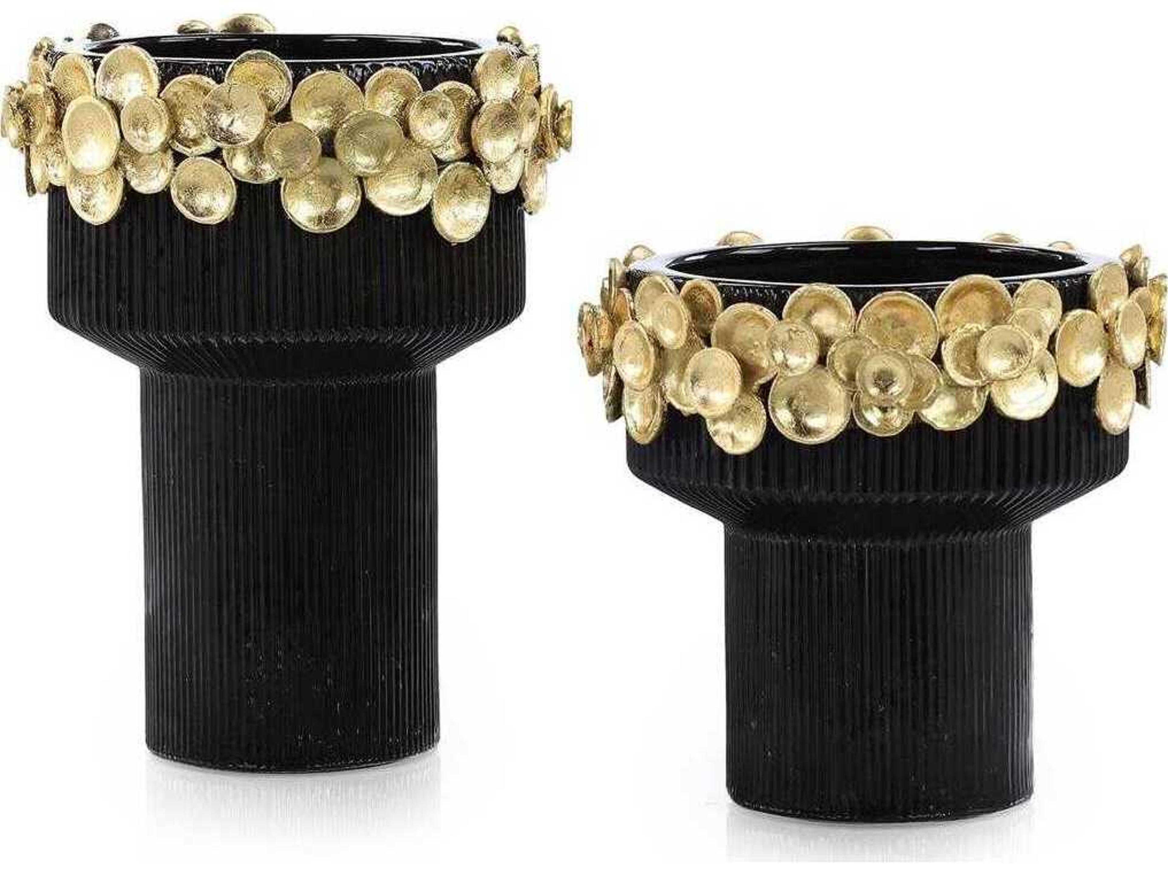 John Richard Golden Disc Vase Set of 2