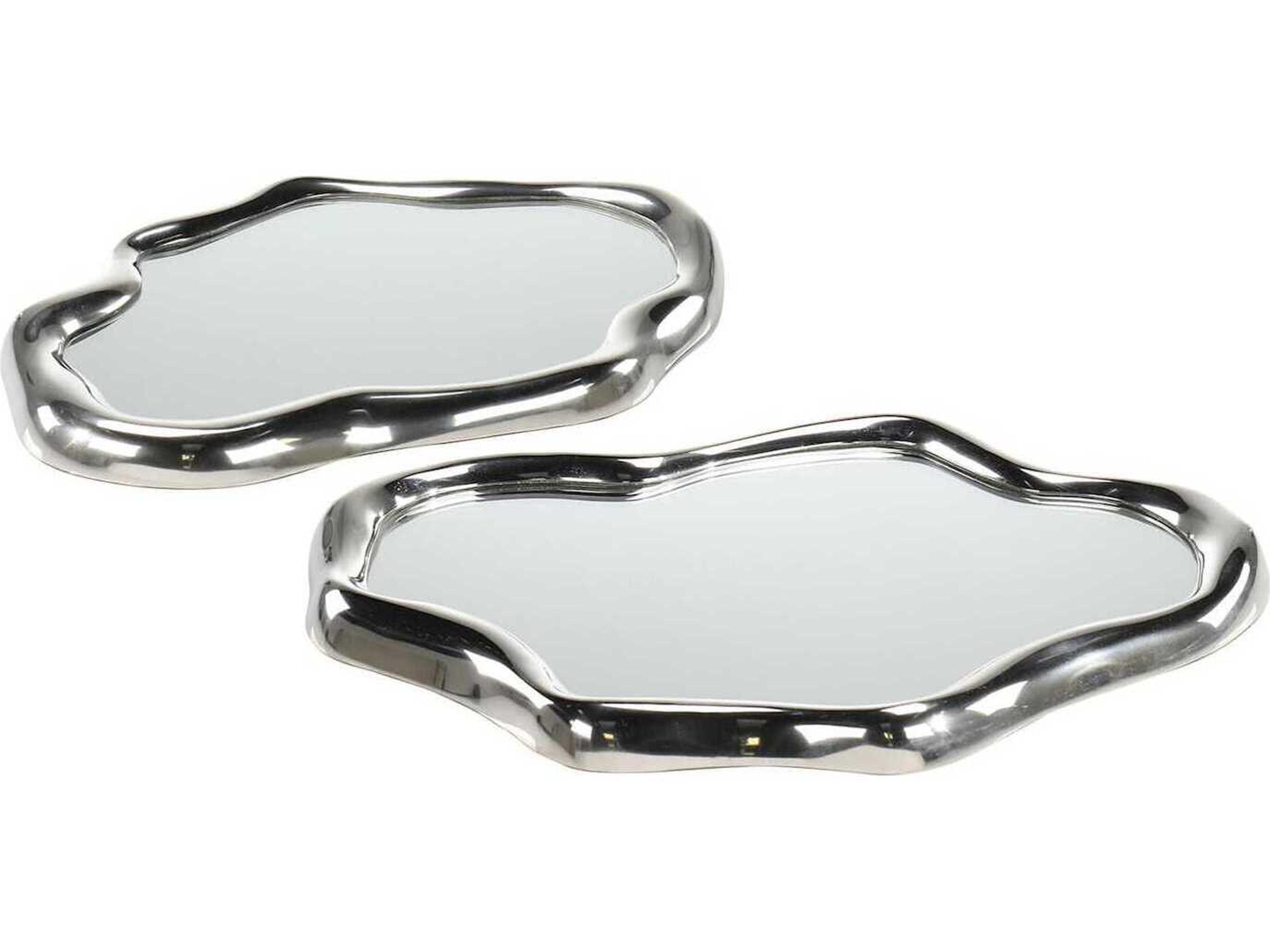 Flowing Silver Tray Set of 2
