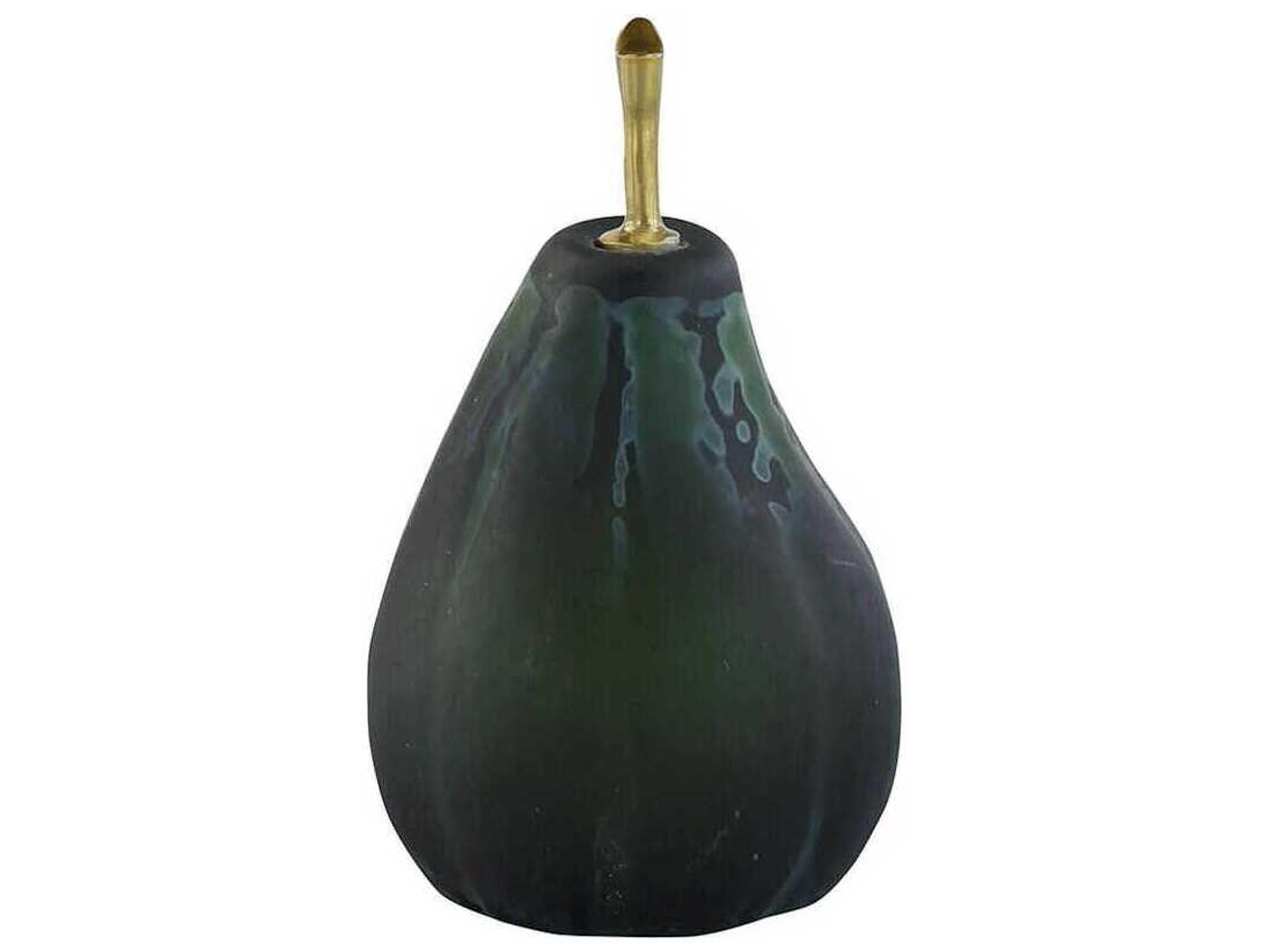 John Richard Milky Green Glass Pear Sculpture