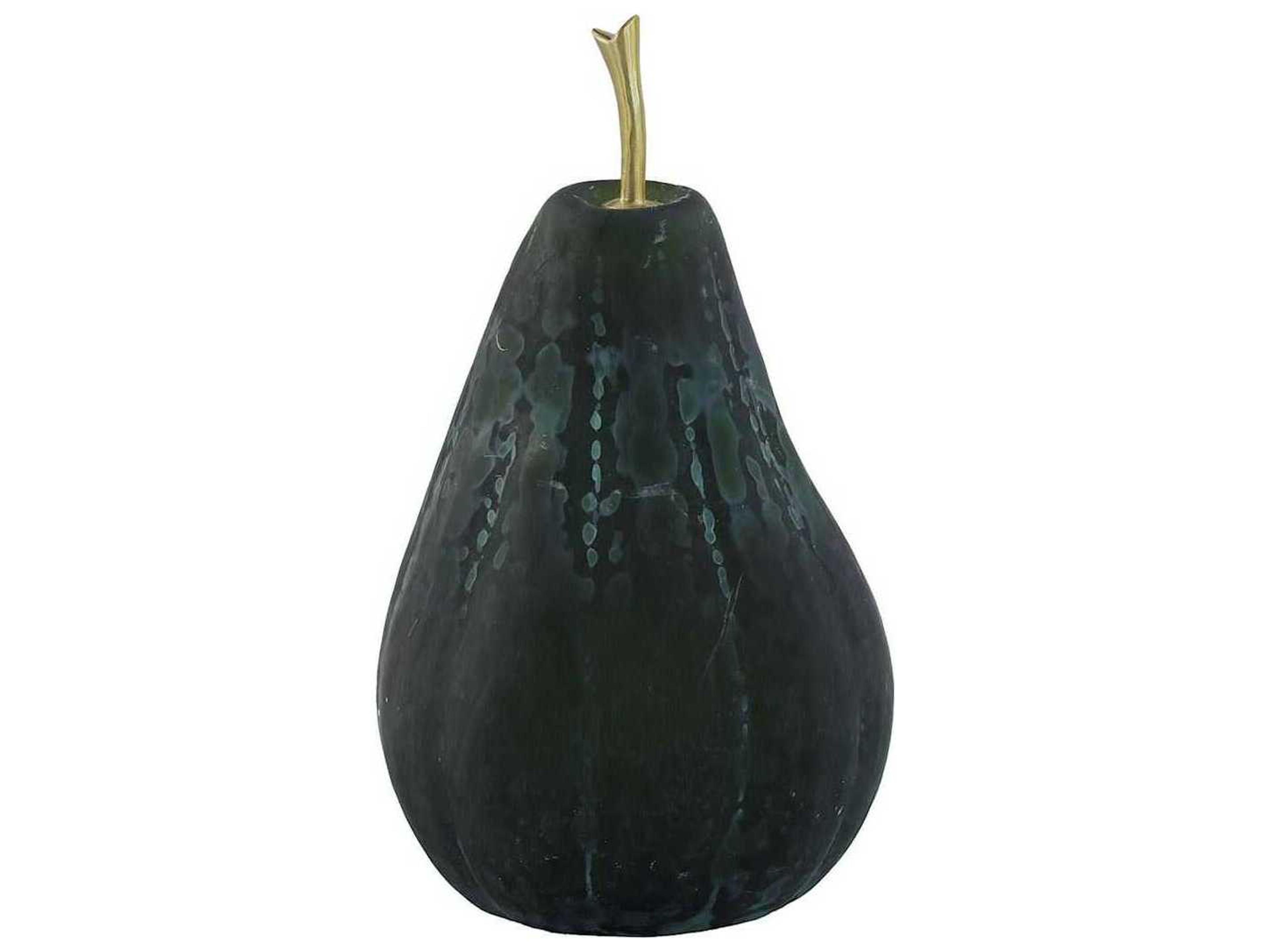 John Richard Milky Green Glass Pear Sculpture