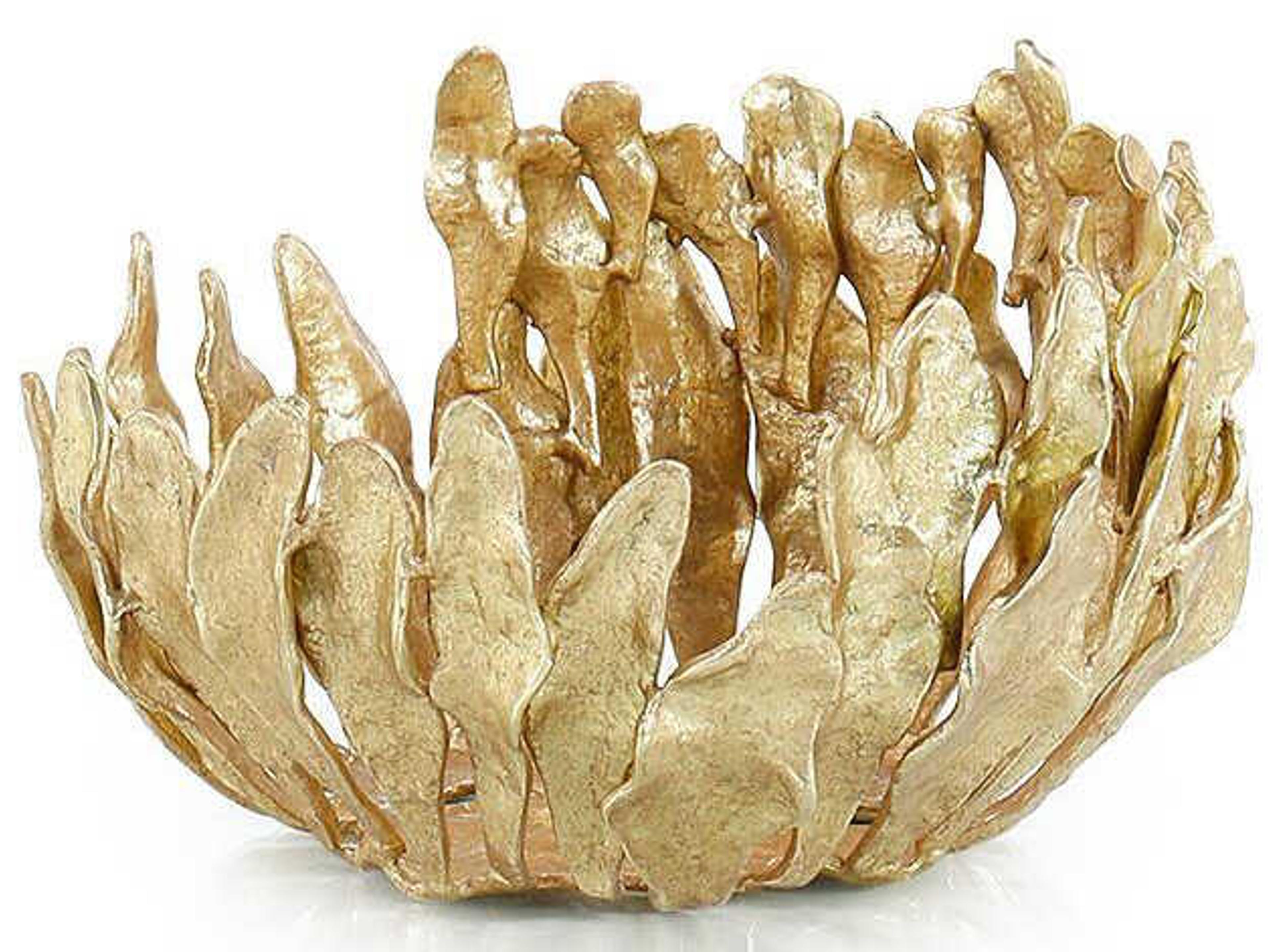 John Richard Polished Brass Plume Decorative Bowl