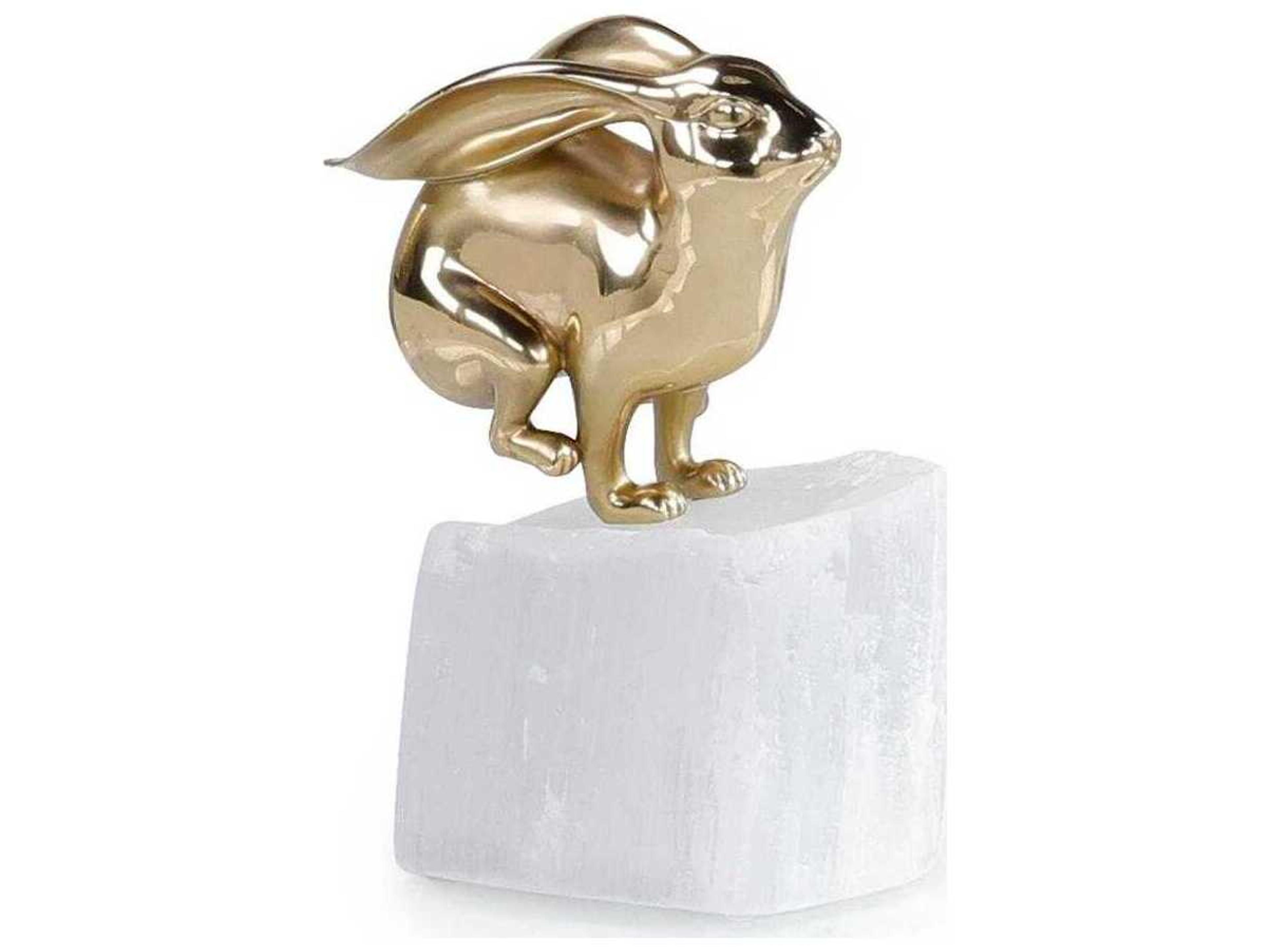 Brass Bunny on Selenite Sculpture