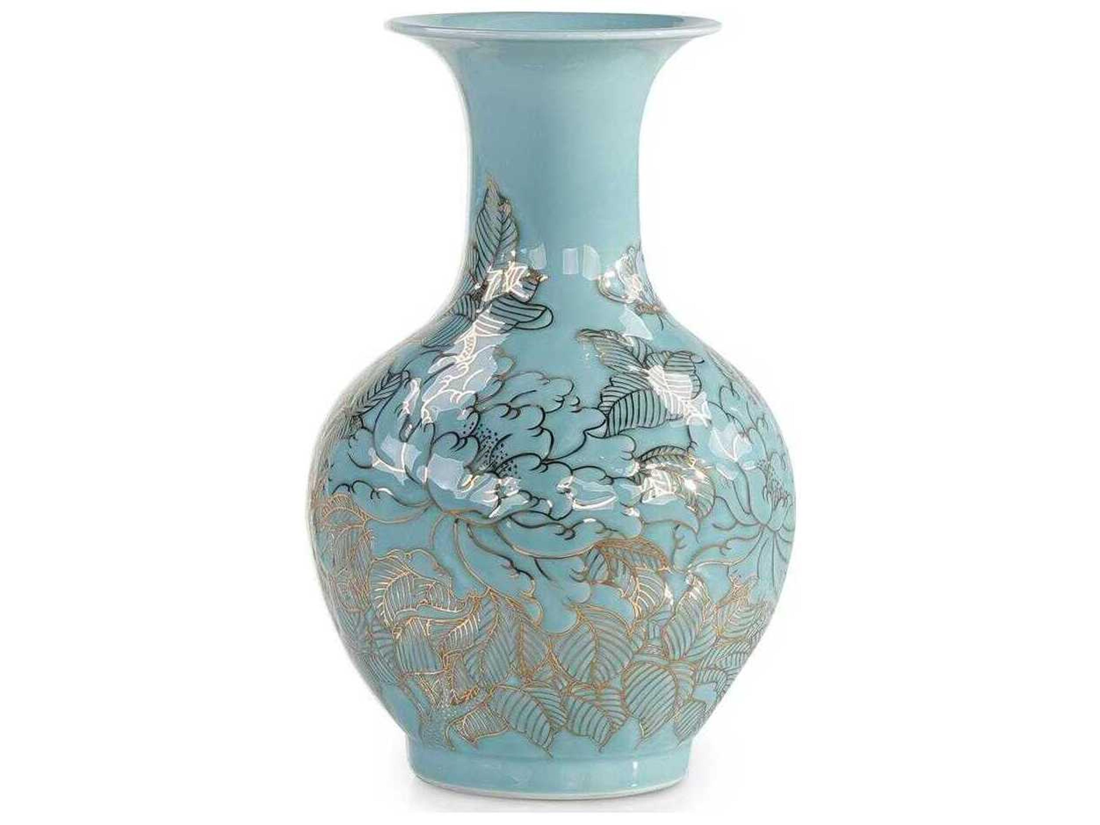 Turquoise Florals Vase