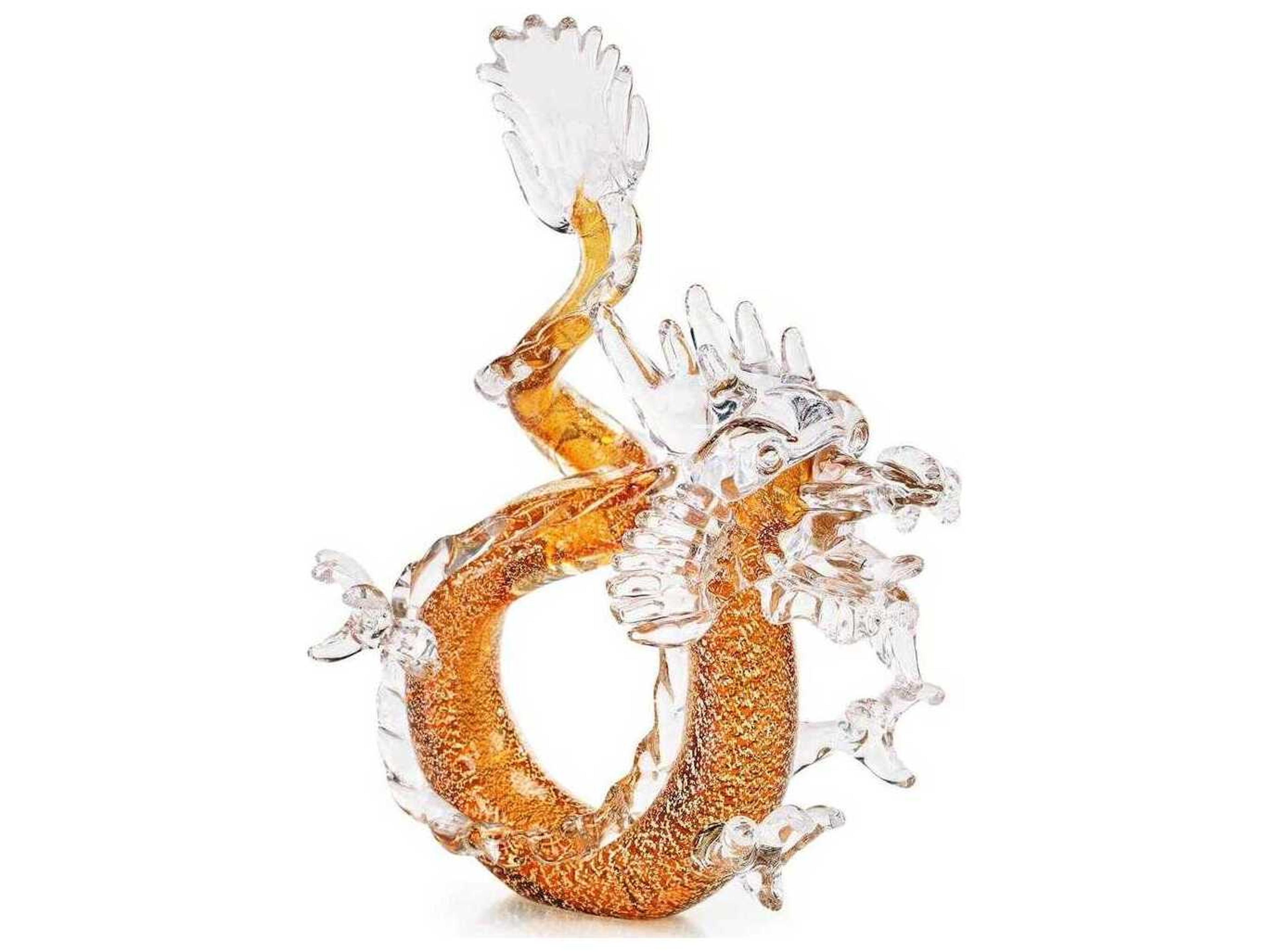John Richard Amber Glass Dragon Sculpture