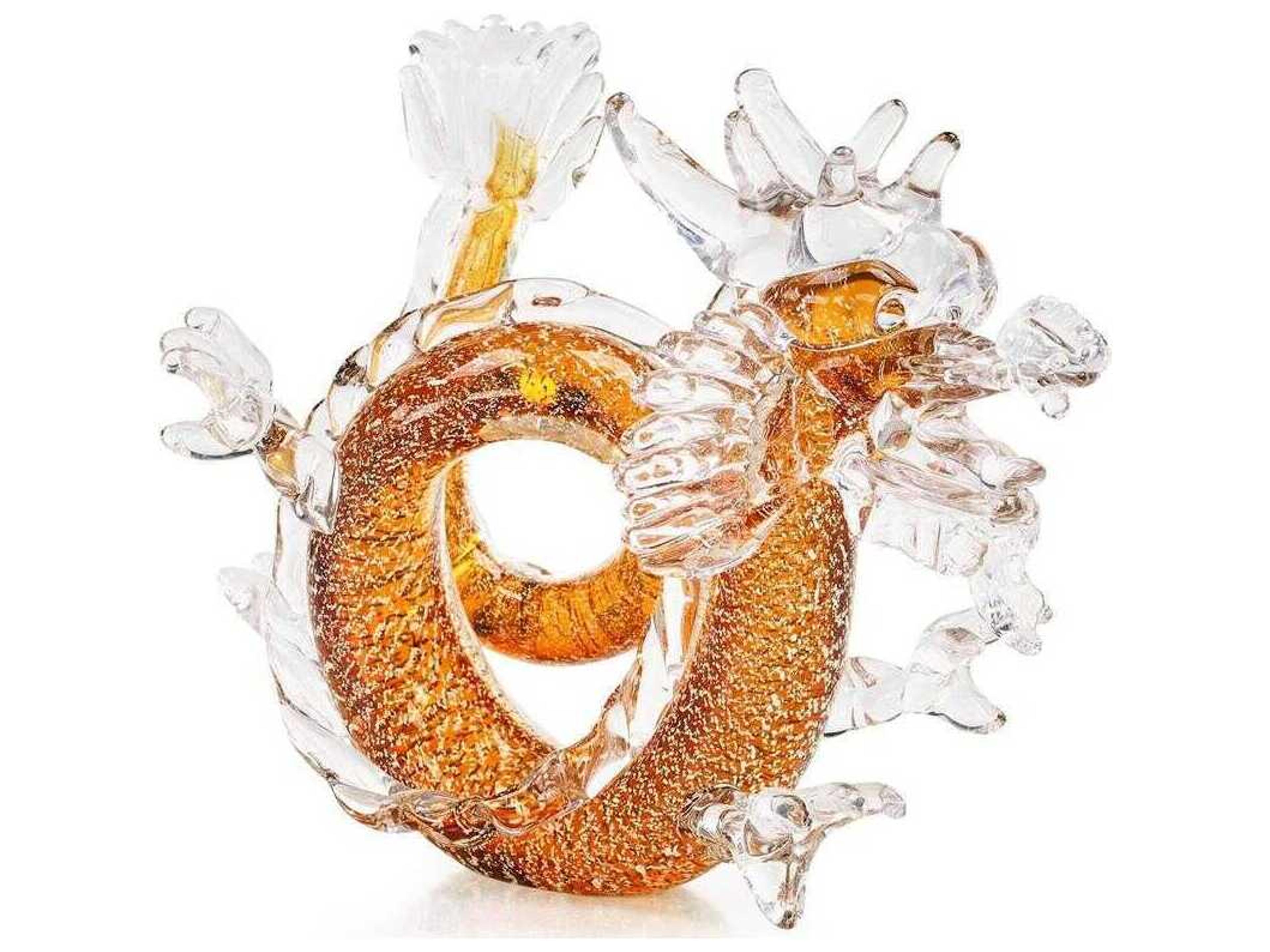 John Richard Amber Glass Dragon Sculpture