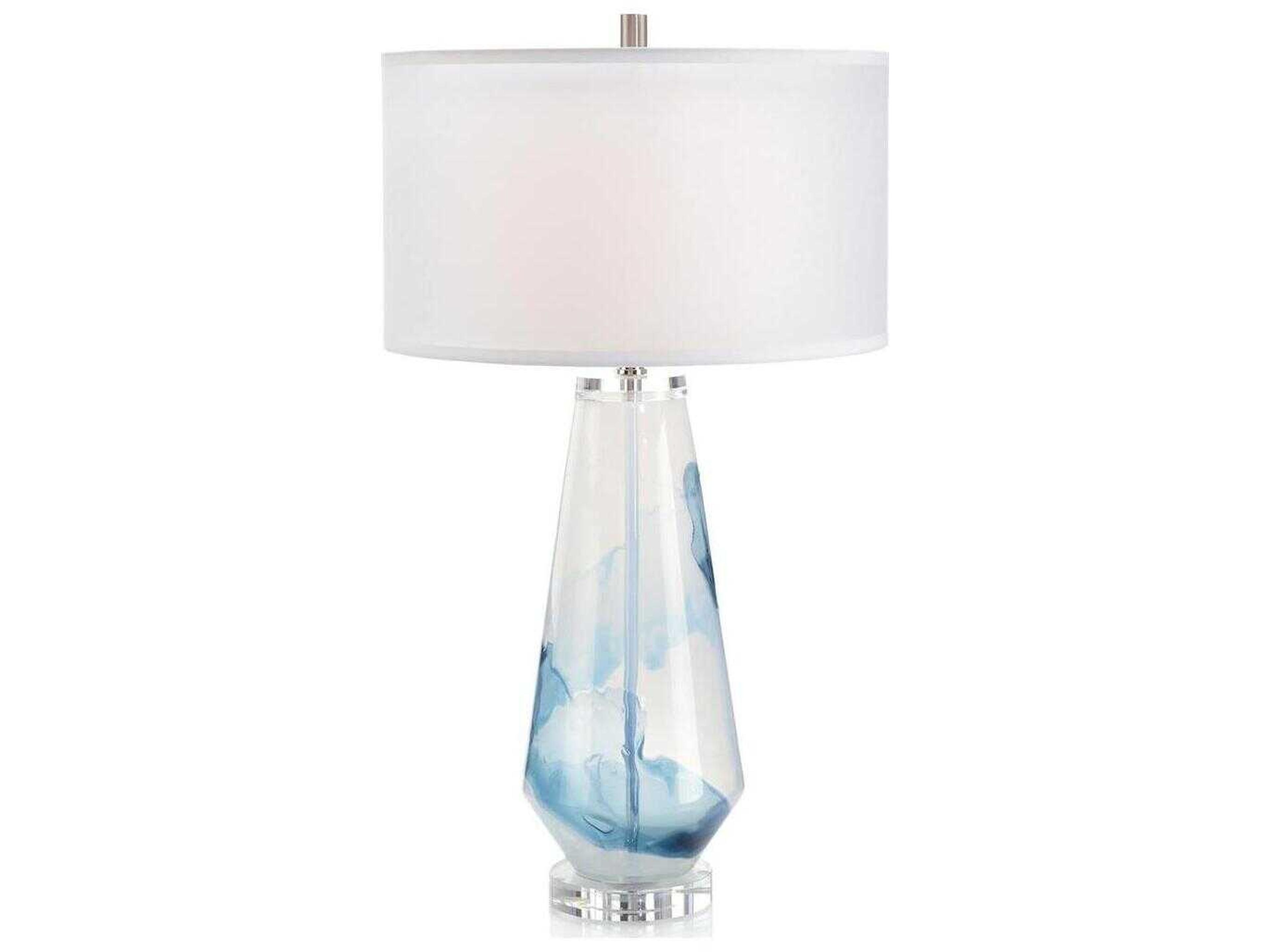 John Richard Mark McDowell Cloud Smoky Blue Crystal Glass Buffet Lamp
