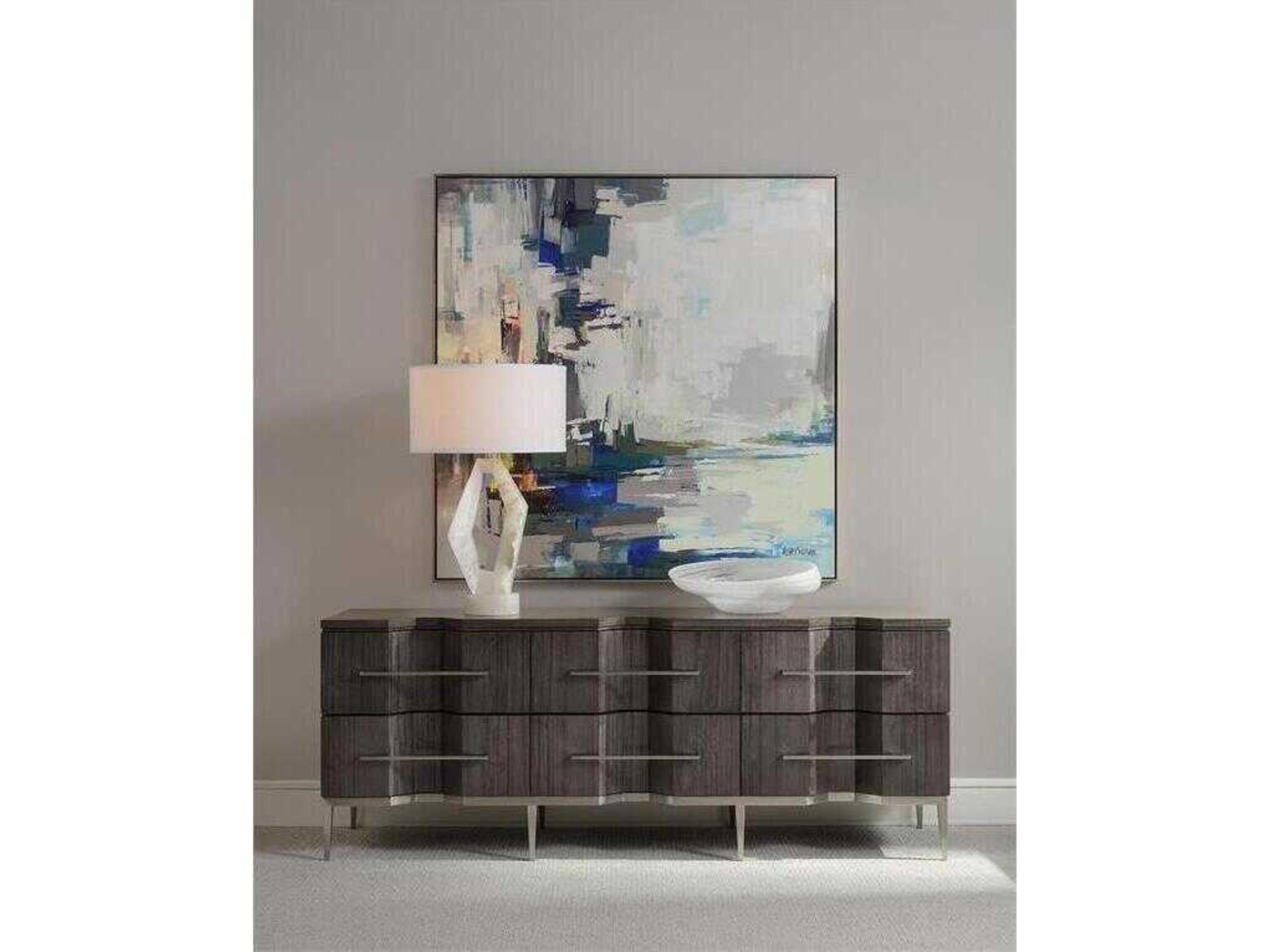 John Richard Mark McDowell Abstract Alabaster White Linen Outside Silk Inside Buffet Lamp