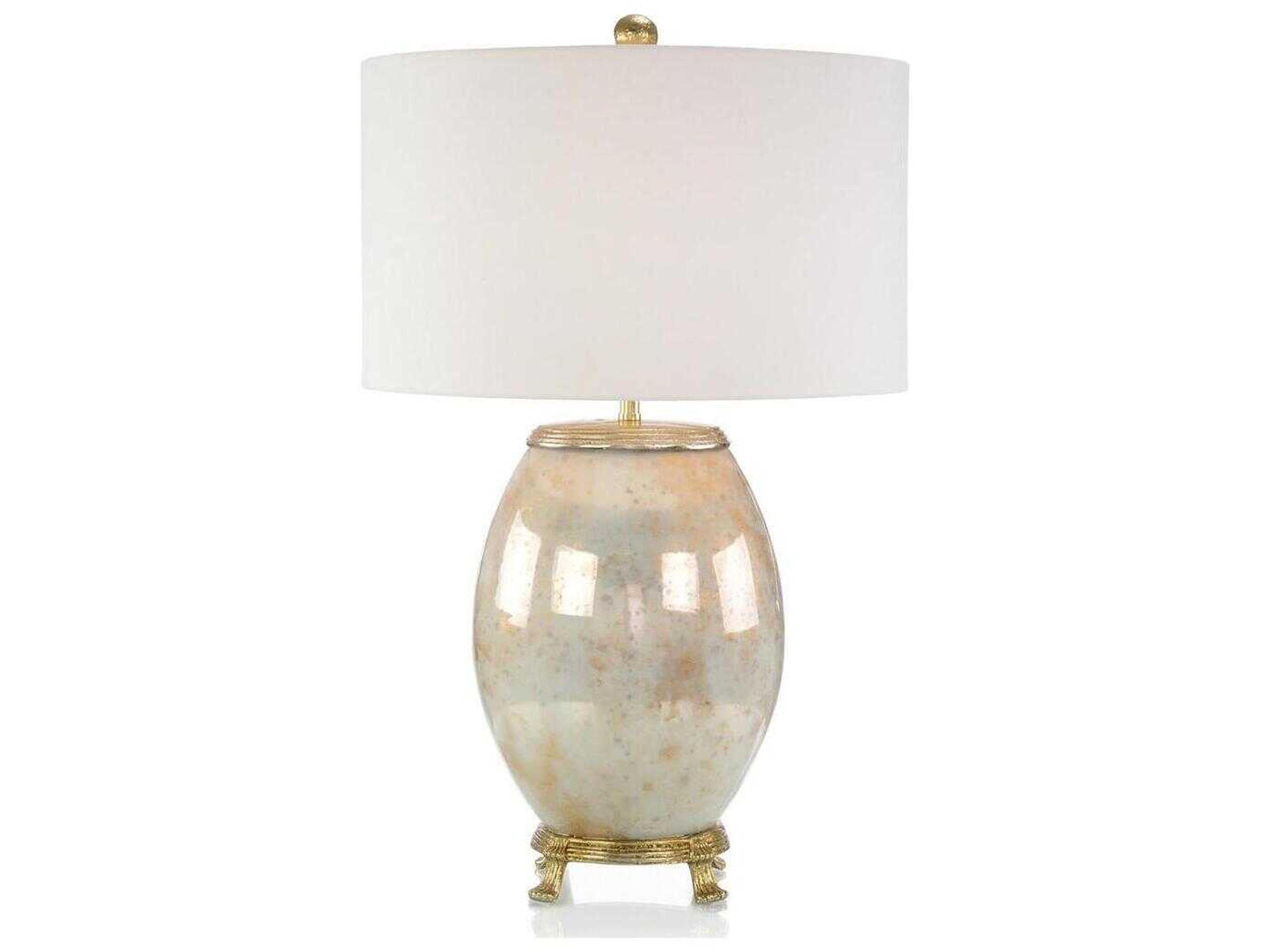 John Richard Margaret Fisher Melded White Brass Glass Buffet Lamp