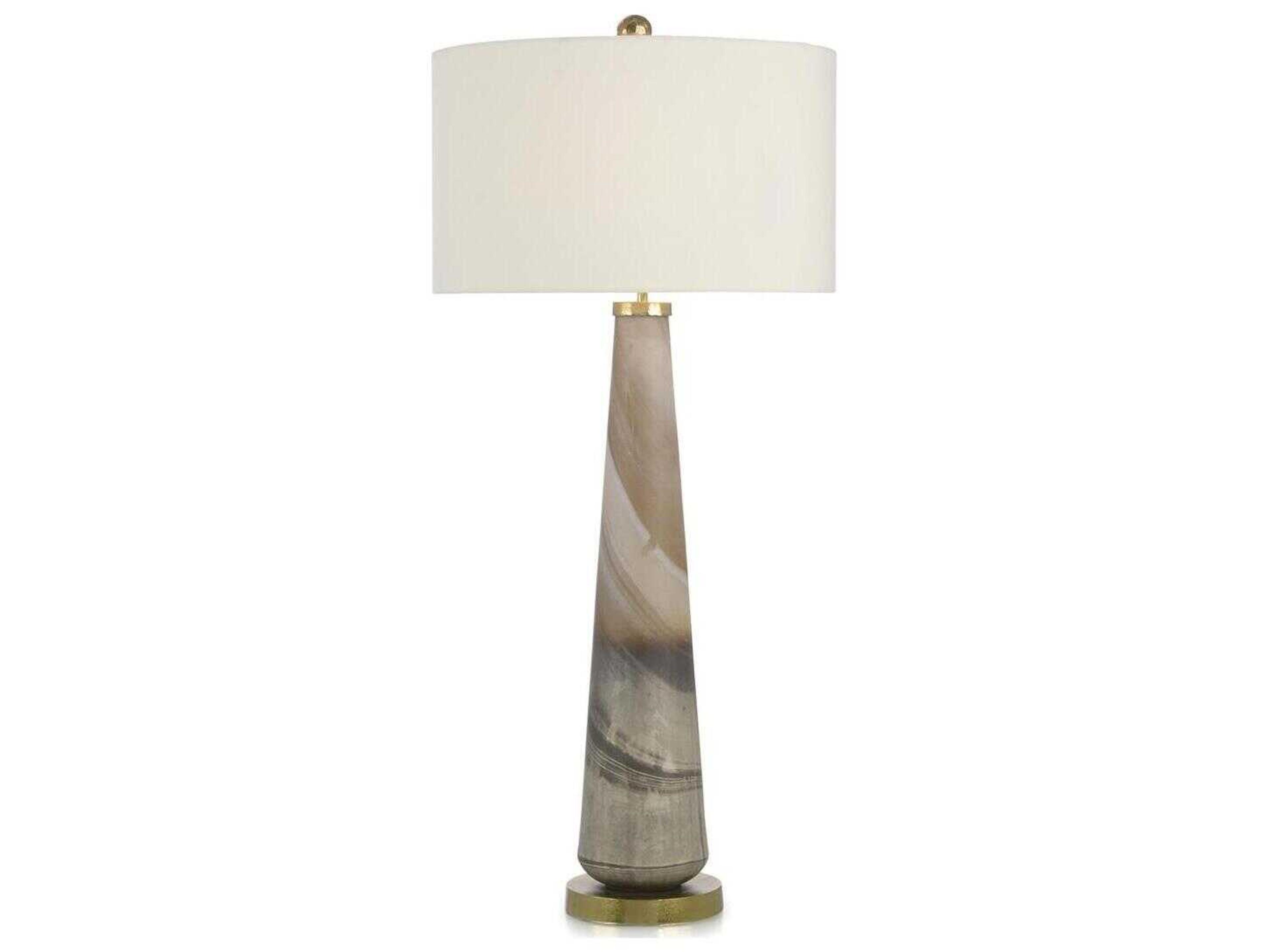 John Richard Margaret Fisher Furling Cream Caramel Brown Glass Buffet Lamp