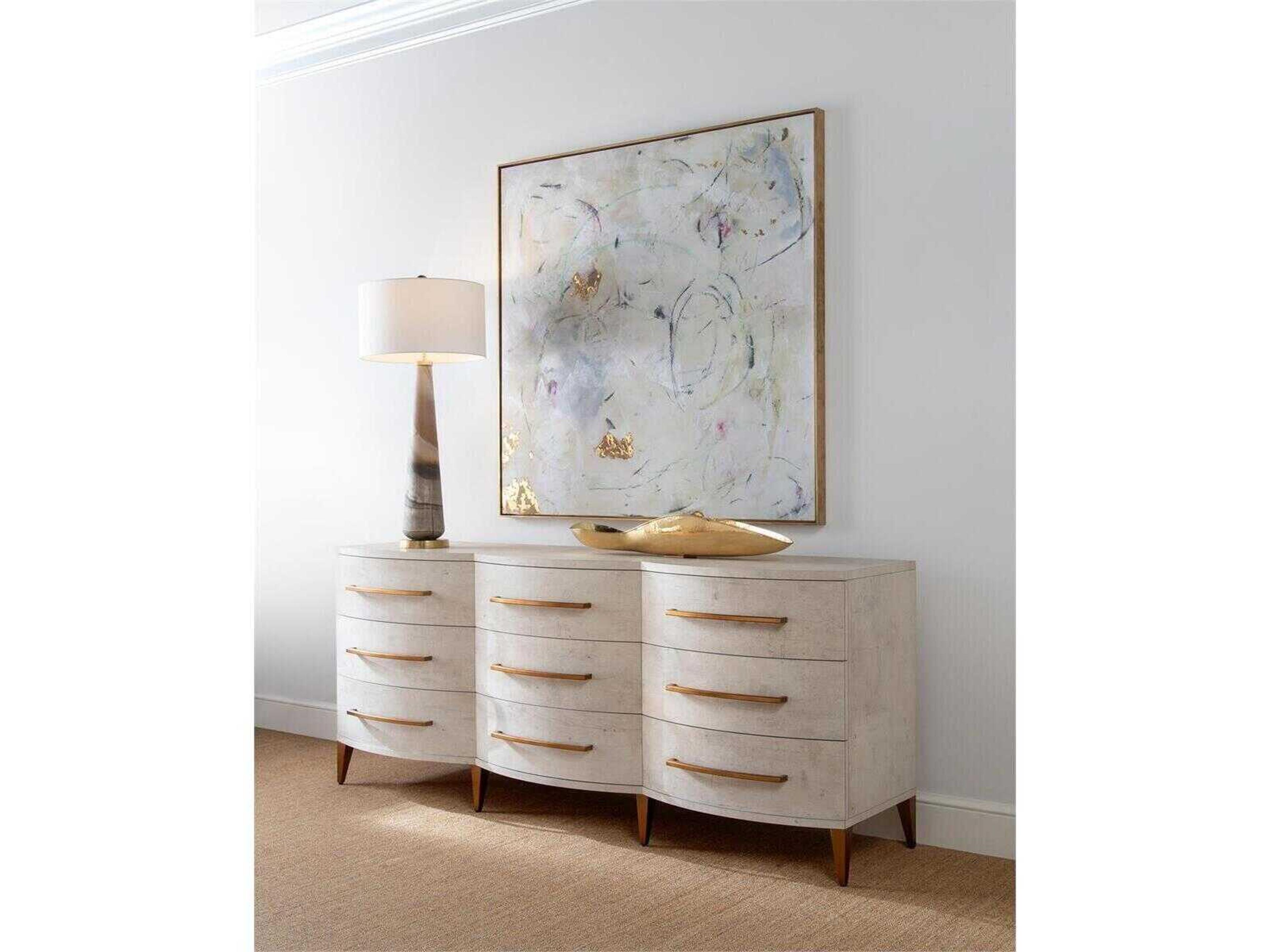 John Richard Margaret Fisher Furling Cream Caramel Brown Glass Buffet Lamp