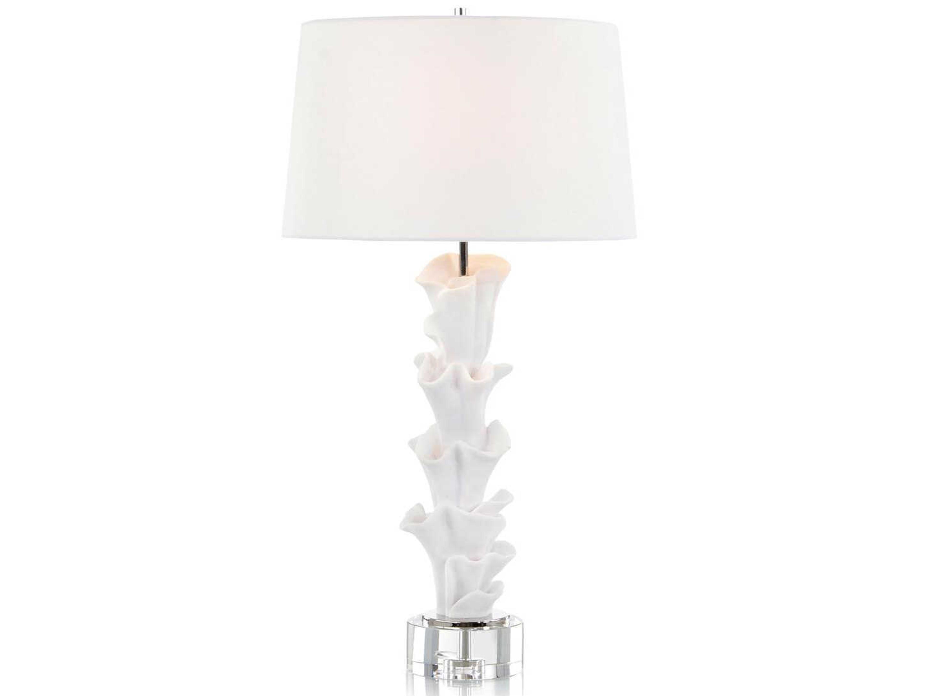 John Richard Mark McDowell Sculptural White Linen Outside Silk Inside Crystal Buffet Lamp