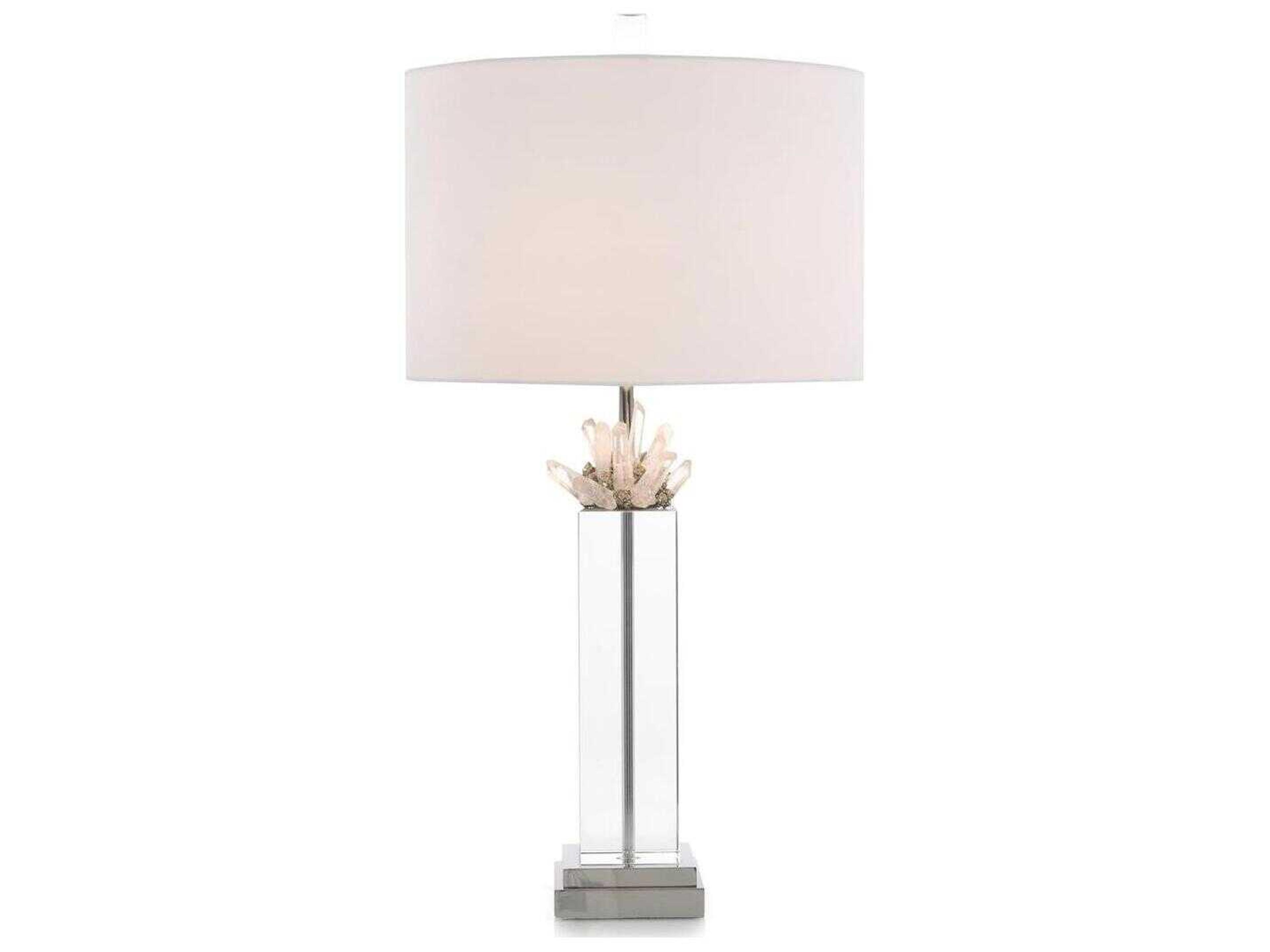 John Richard Margaret Fisher Clear White Linen Outside Silk Inside Crystal Buffet Lamp