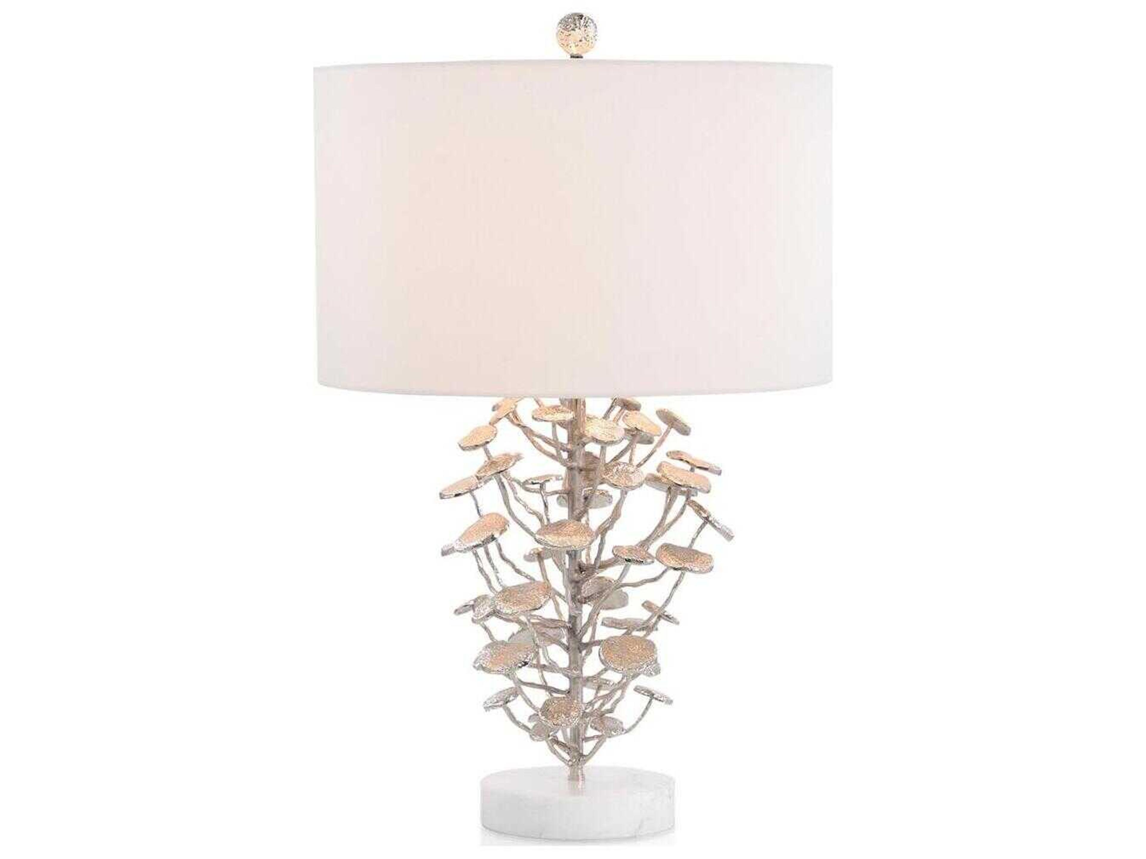 John Richard Mark McDowell Nickel White Linen Buffet Lamp