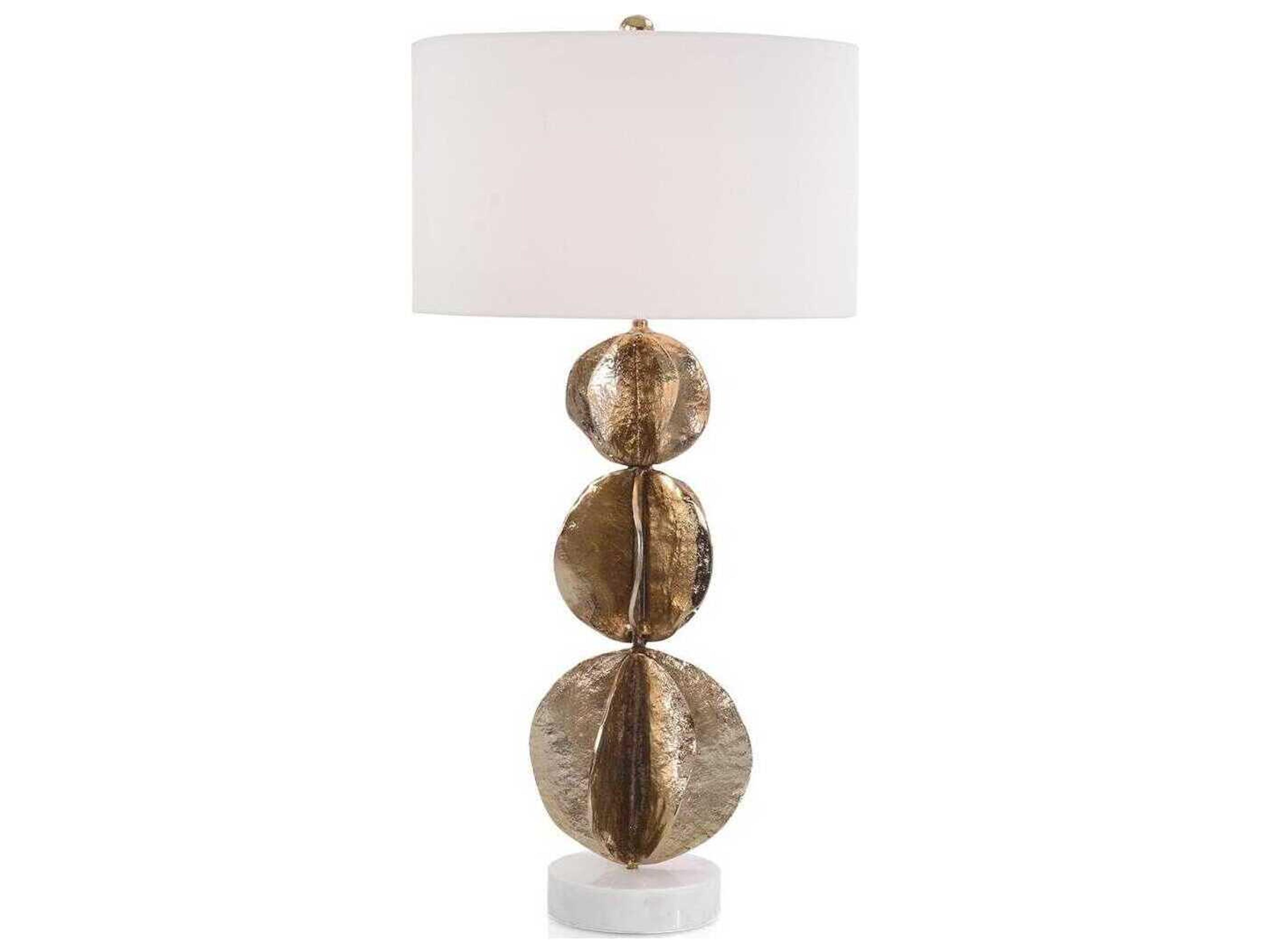 John Richard Three Flowing Wave Spheres Brass Buffet Lamp