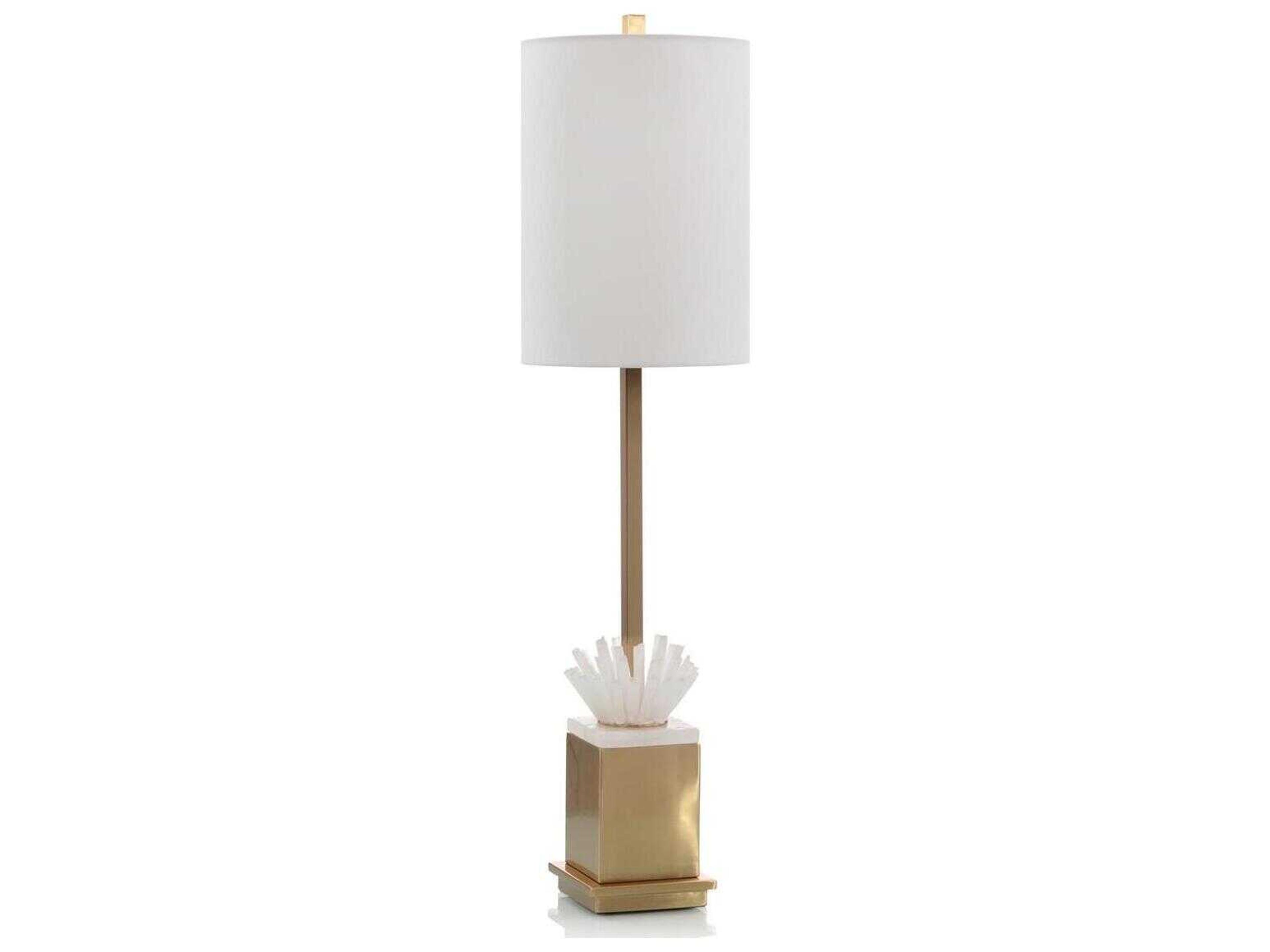 John Richard Mark McDowell Selenite Coffee Bronze White Linen Outside Silk Inside Buffet Lamp