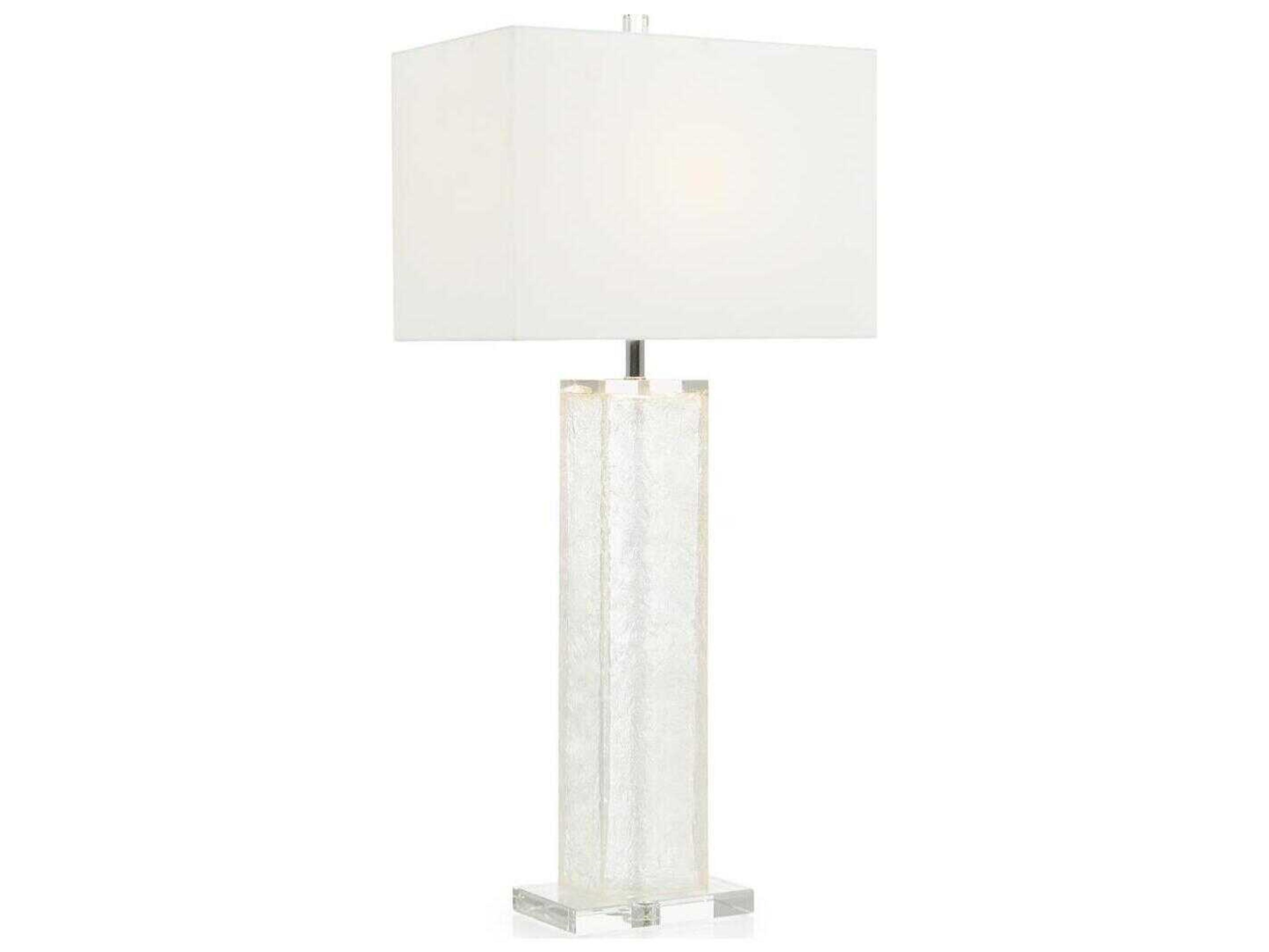 John Richard Margaret Fisher Ice Silver White Linen Outside Silk Inside Crystal Glass Buffet Lamp