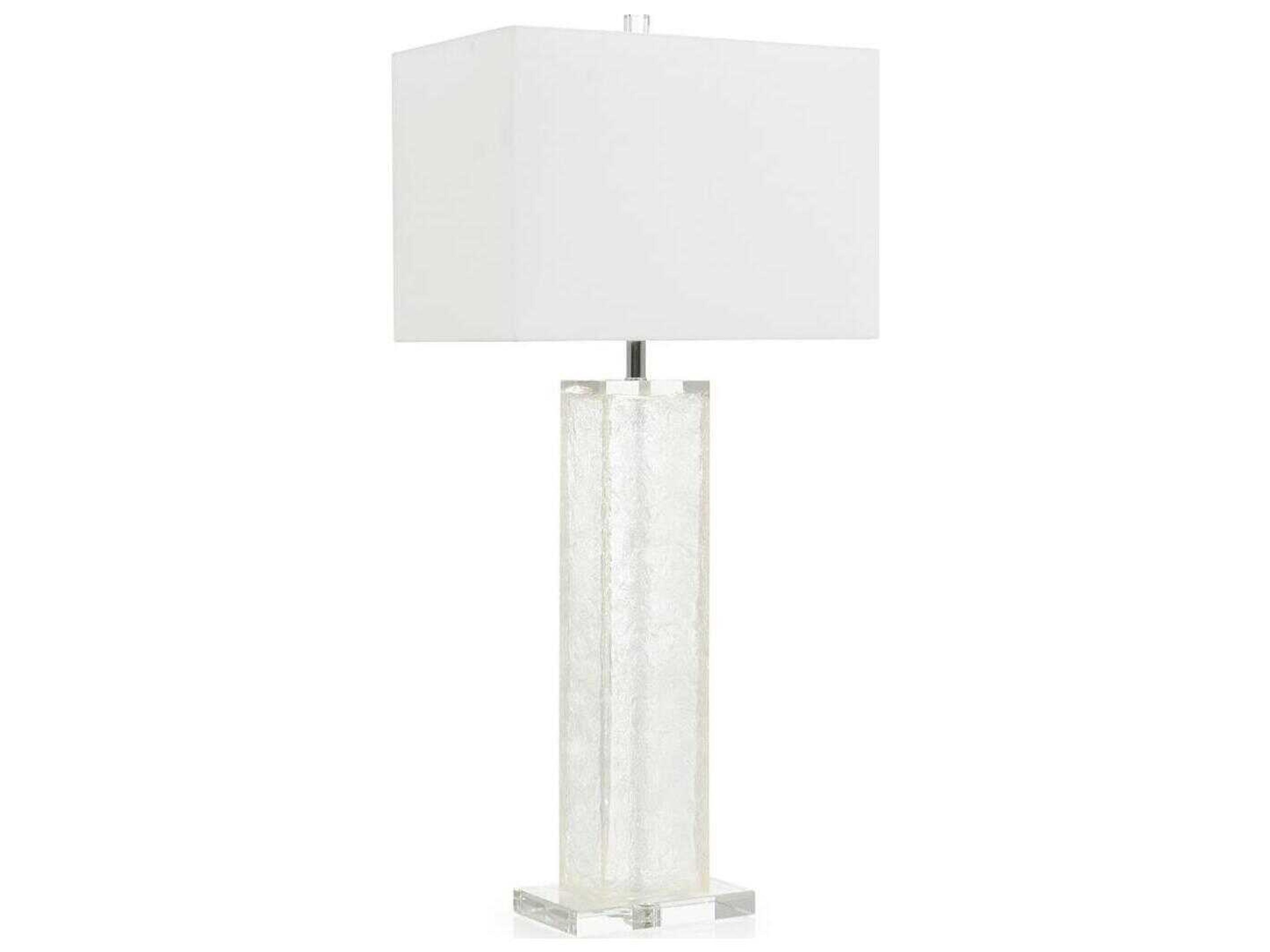 John Richard Margaret Fisher Ice Silver White Linen Outside Silk Inside Crystal Glass Buffet Lamp