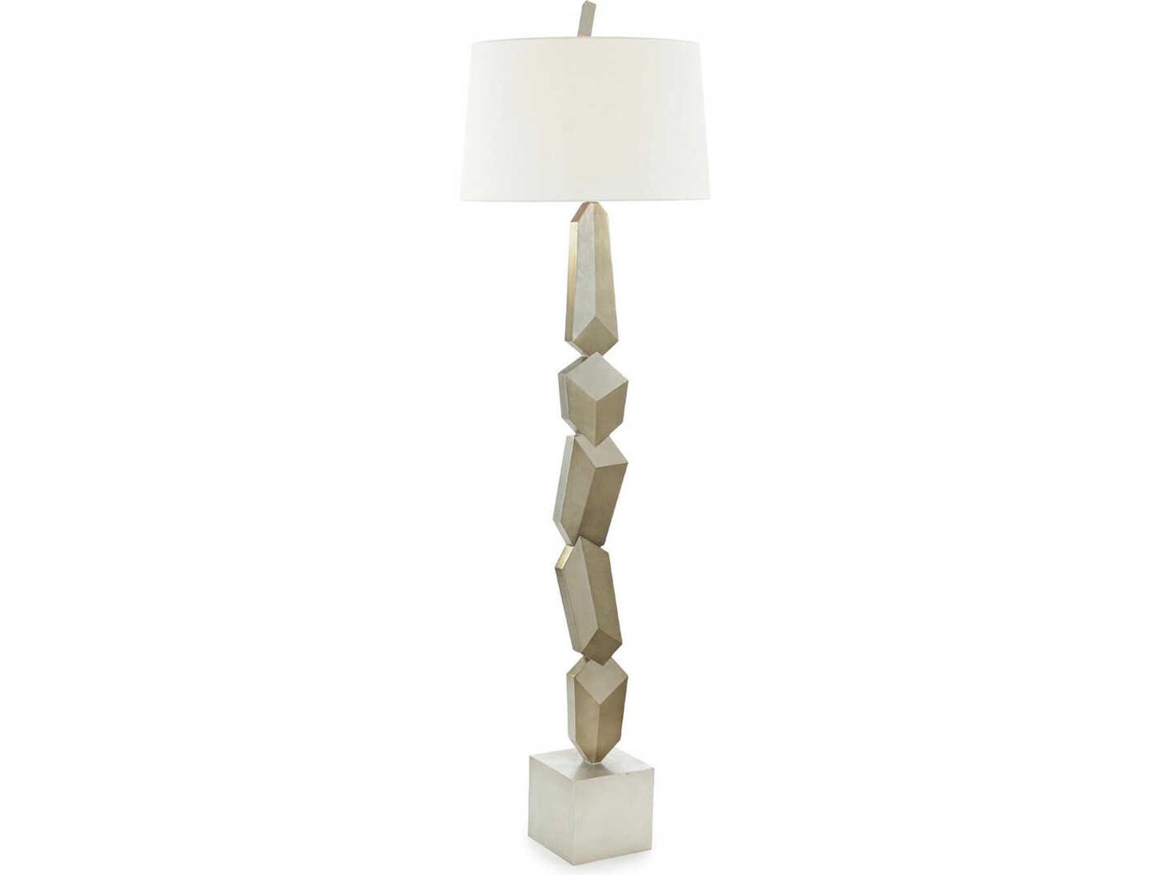 John Richard Mark McDowell Trompe-L'Oeil Silver White Linen Outside Silk Inside Floor Lamp