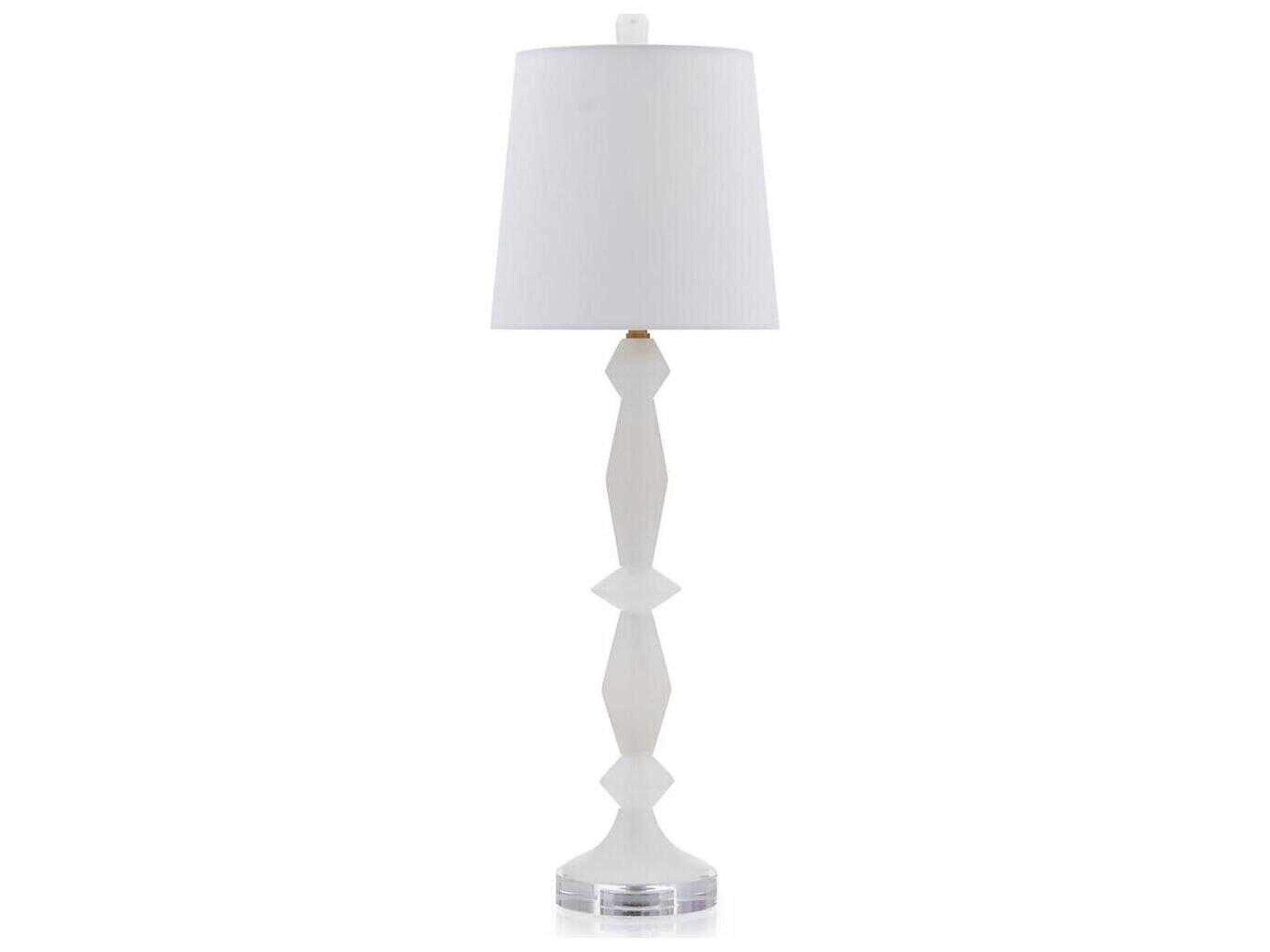 John Richard Mark McDowell Alabaster White Linen Outside Silk Inside Crystal Buffet Lamp