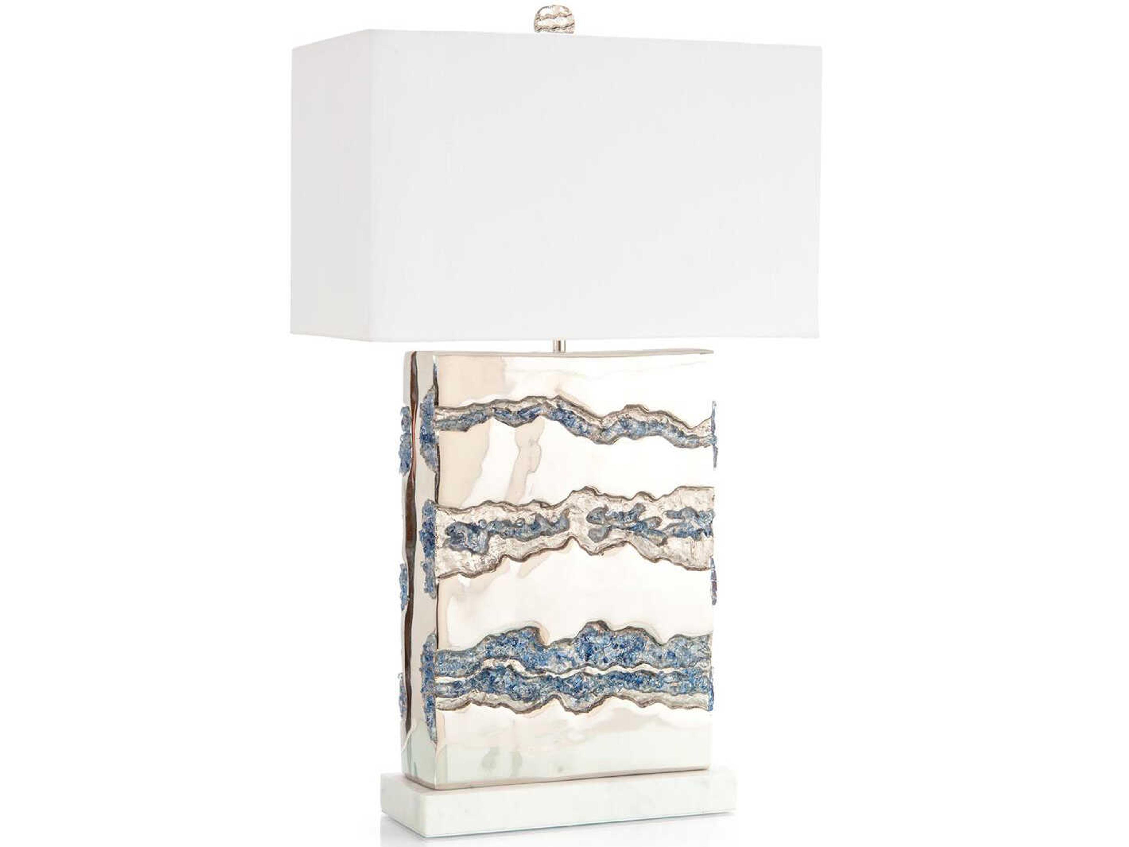 John Richard Geode Polished Nickel-Plated White Nickel Glass Buffet Lamp