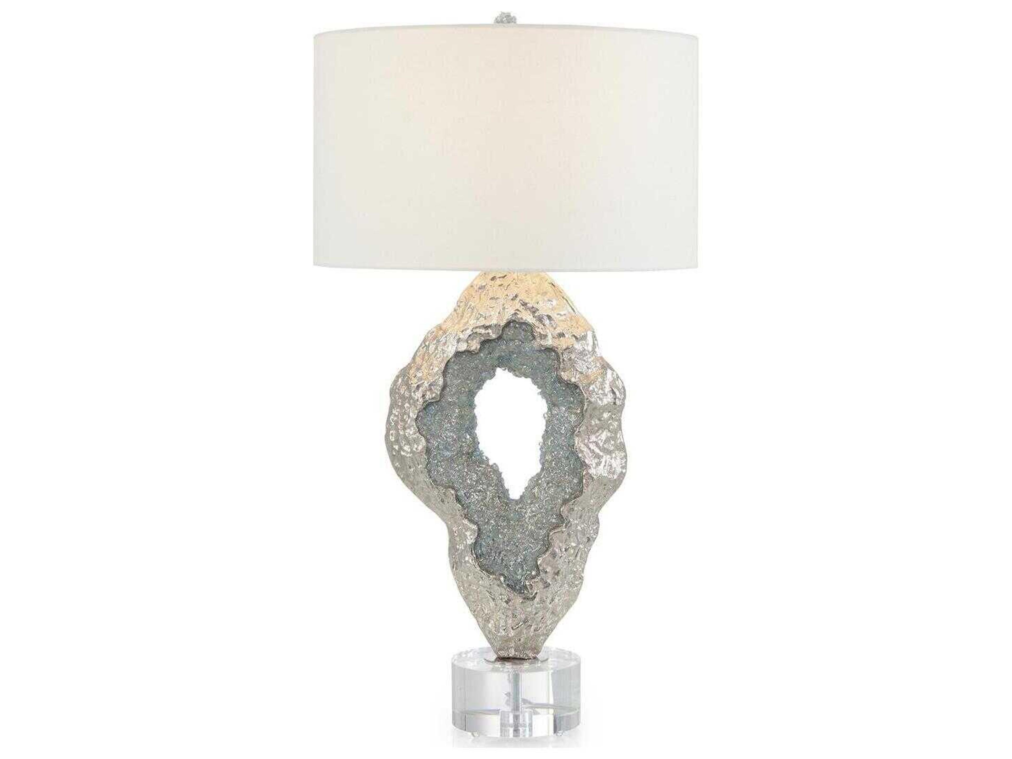 Lapidary Hammered Nickel Buffet Lamp