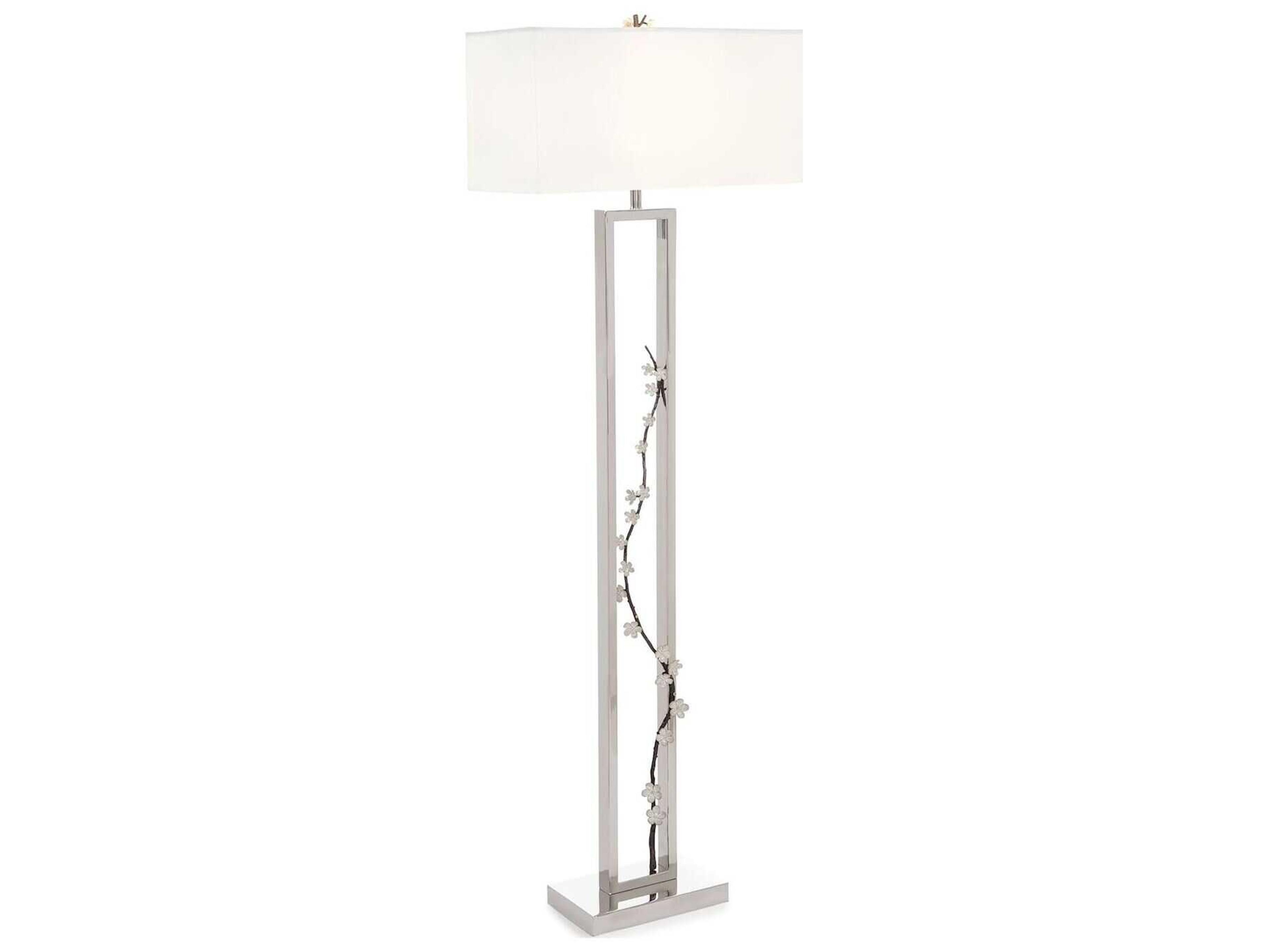 Floral Polished Stainless Steel Floor Lamp