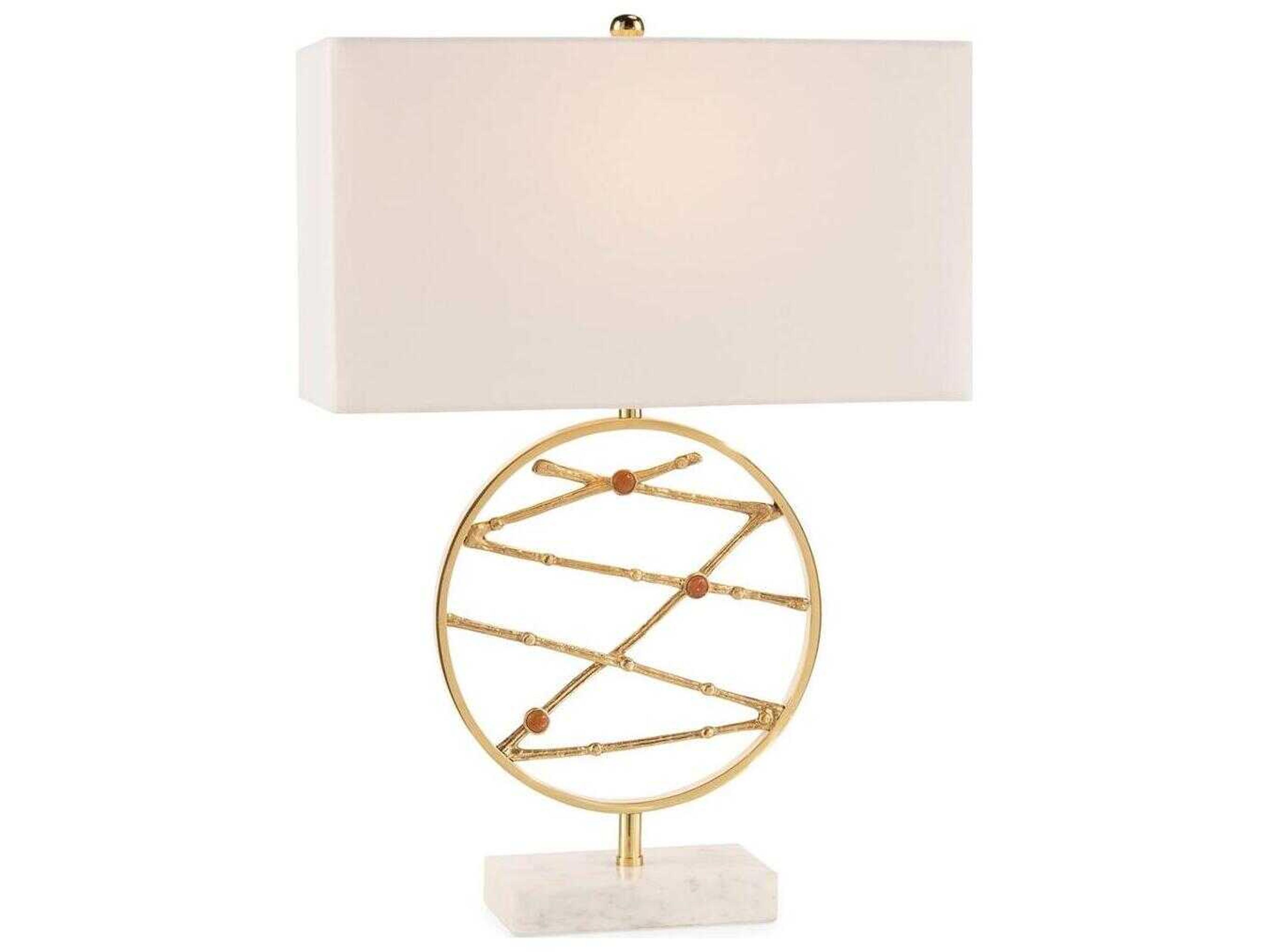 Golden Jasper Polished Brass Buffet Lamp