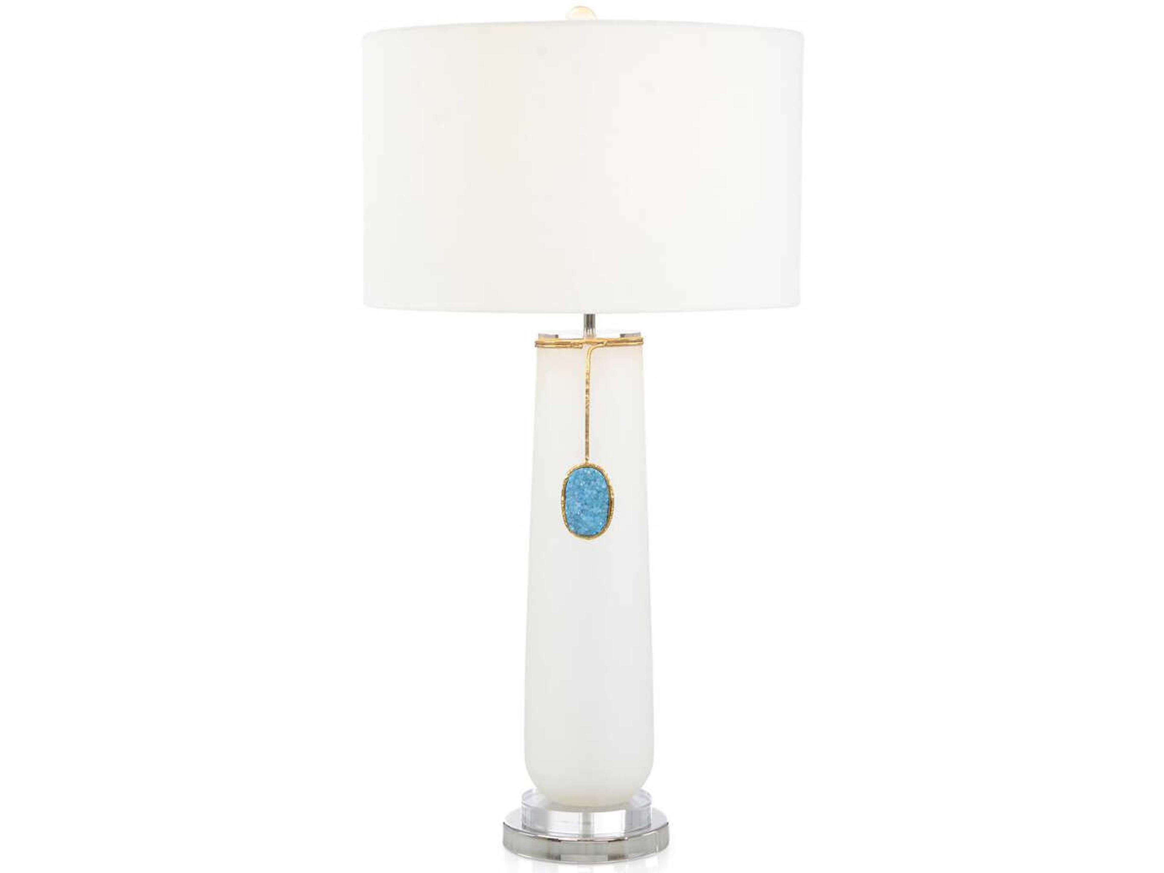John Richard Rounded Cerulean Nickel Brass Glass Buffet Lamp