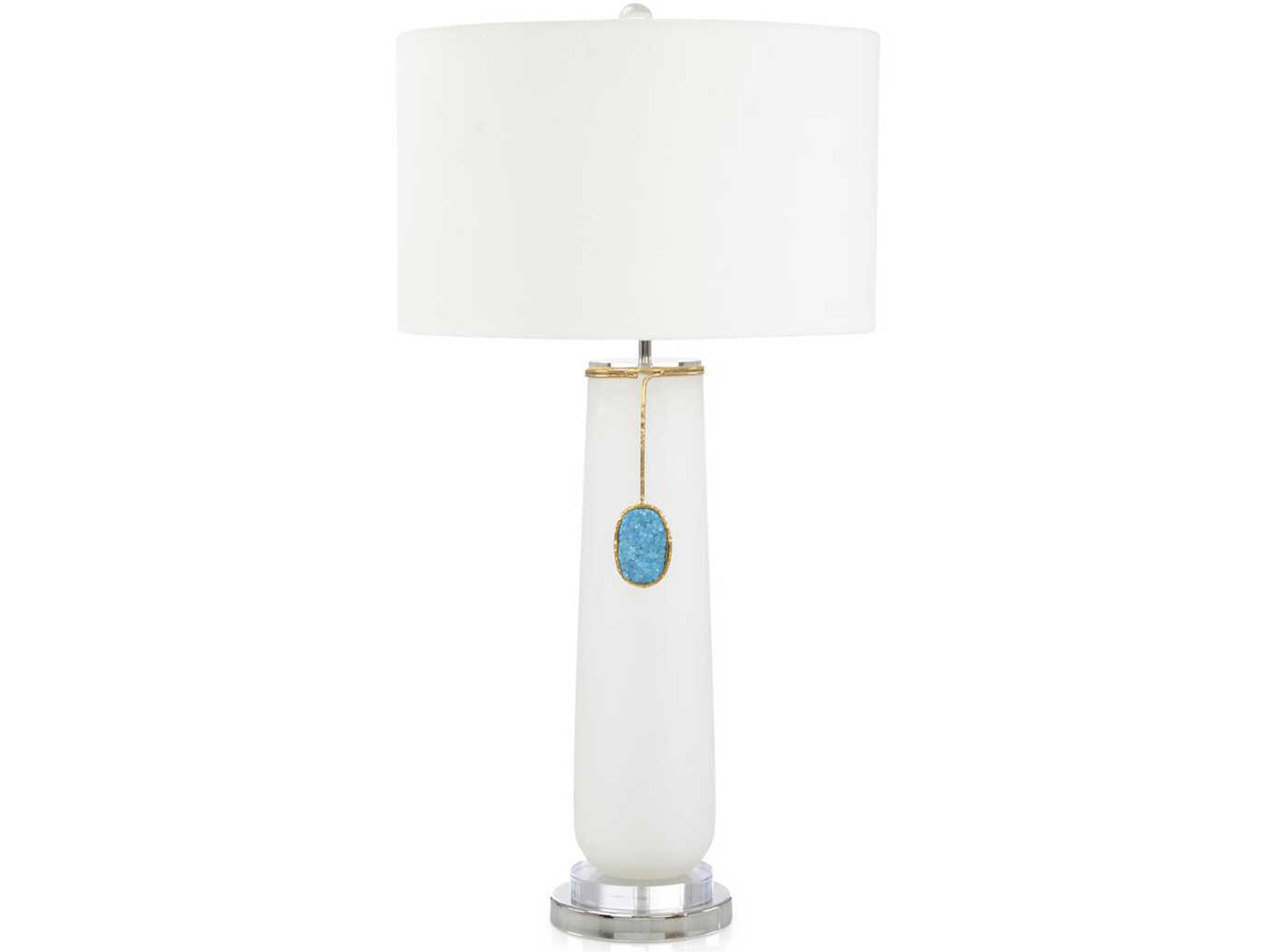 John Richard Rounded Cerulean Nickel Brass Glass Buffet Lamp