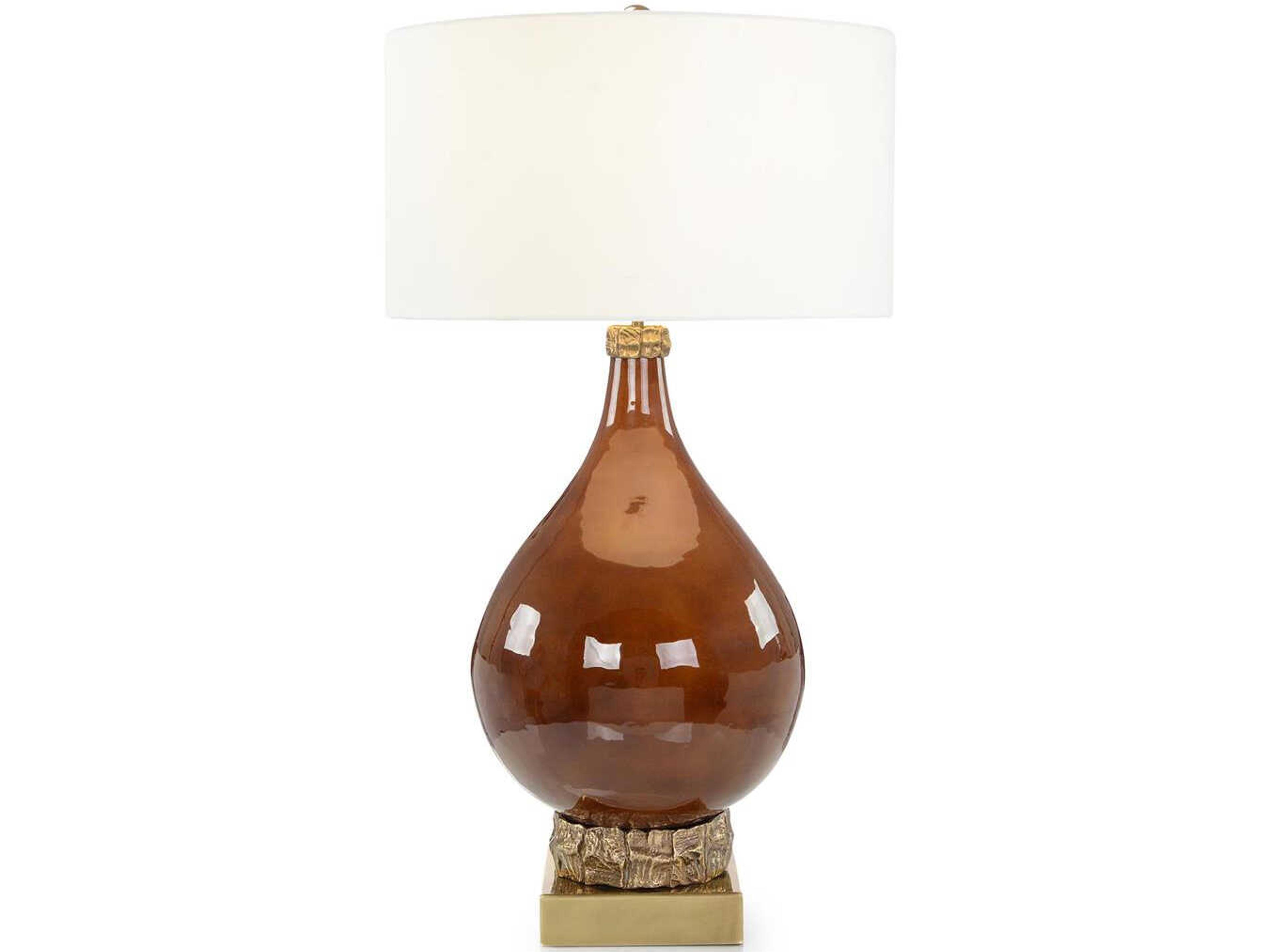 Alan Galbraith Sienna Aurelian Antique Brass Glass Buffet Lamp