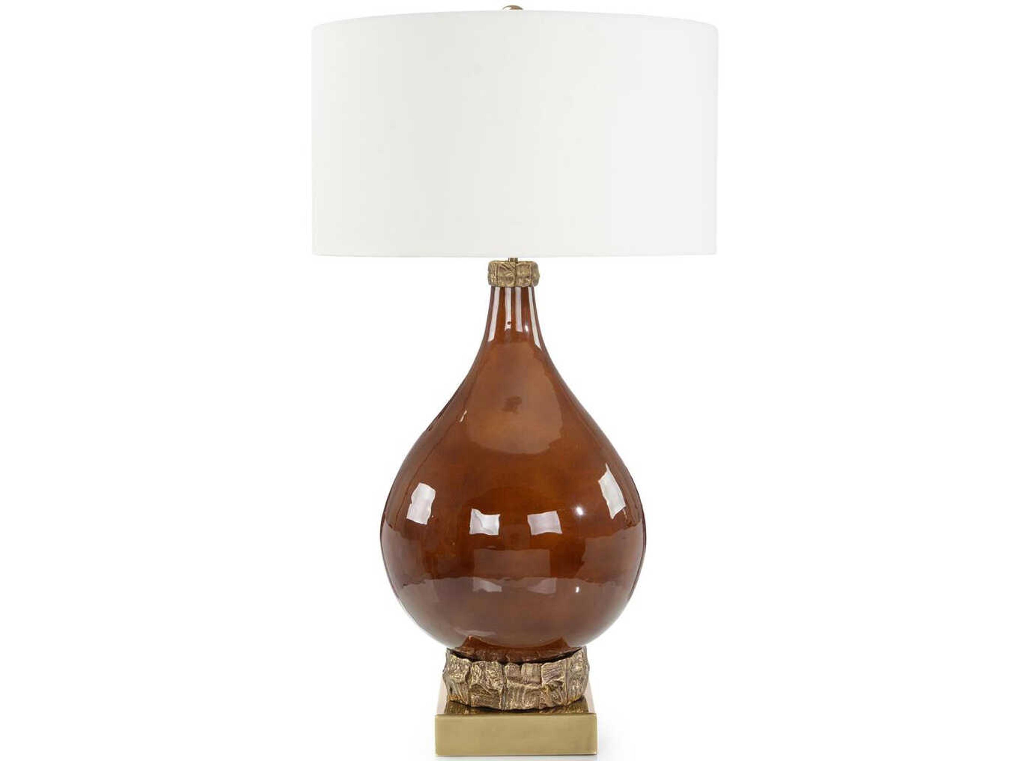 John Richard Alan Galbraith Sienna Aurelian Antique Brass Glass Buffet Lamp