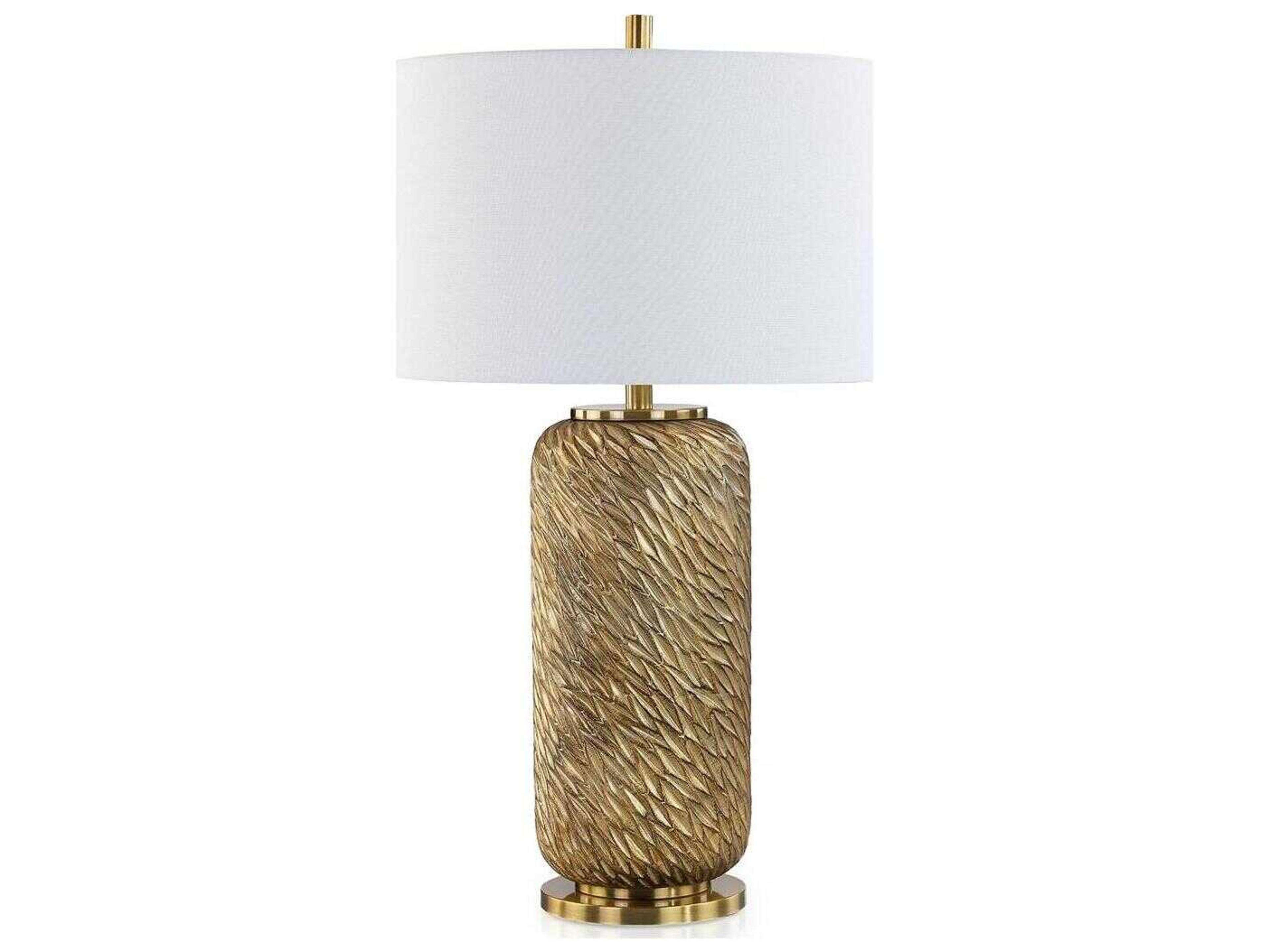 John Richard Brushstroke Gold Off White Linen Buffet Lamp